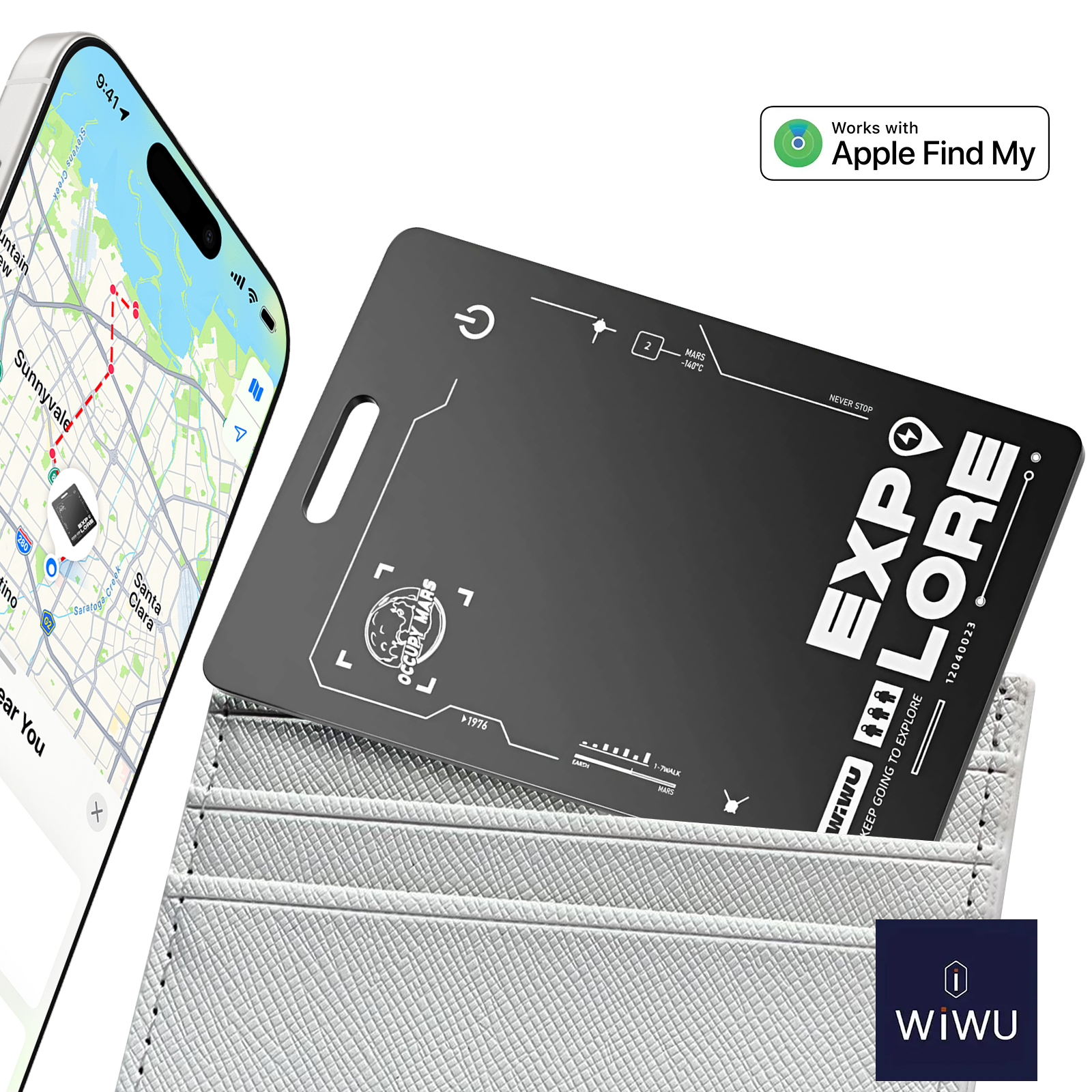 Recharge Tracker Tracker GPS Bluetooth et Recharge Qi - Wiwu Noir - Français