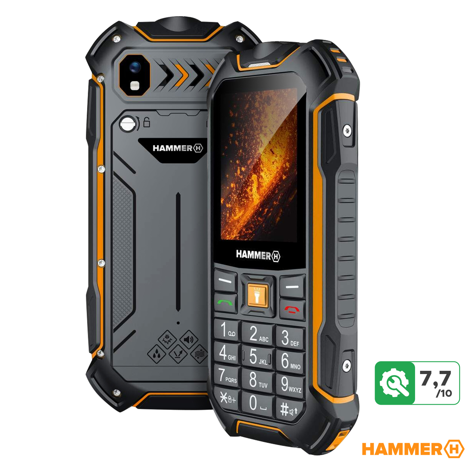 Hammer H Forge Telefono Cellulare Esterno Senza Contratto: Robusto IP68, Batteria 2300 MAh, Torcia LED, Radio FM, Doppia SIM E USB-C.