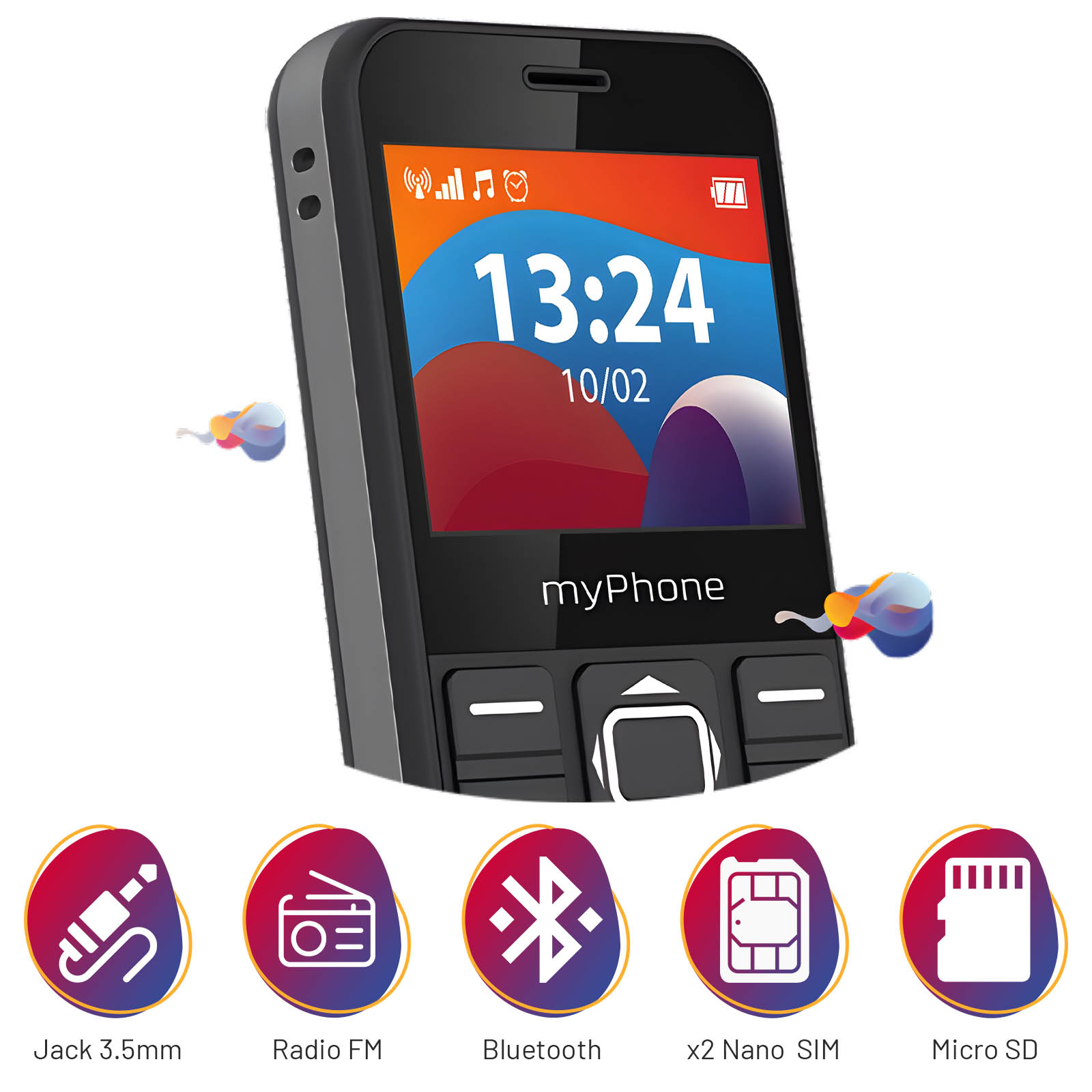Téléphone myPhone Halo Q Senior Bouton SOS Dock de charge Noir