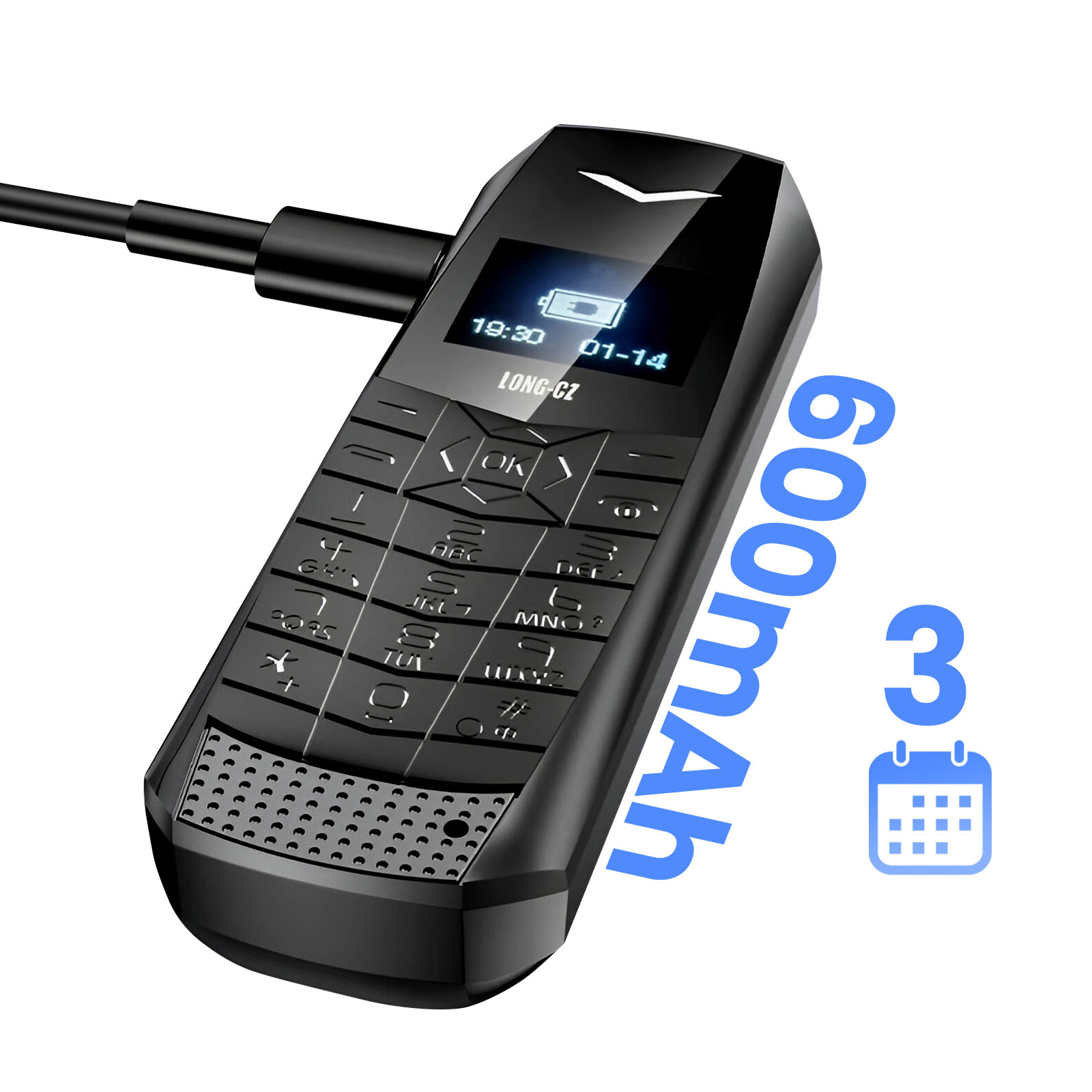 Avizar Mini Téléphone 4G LTE - Ultra Compact, Autonomie 5h - Noir