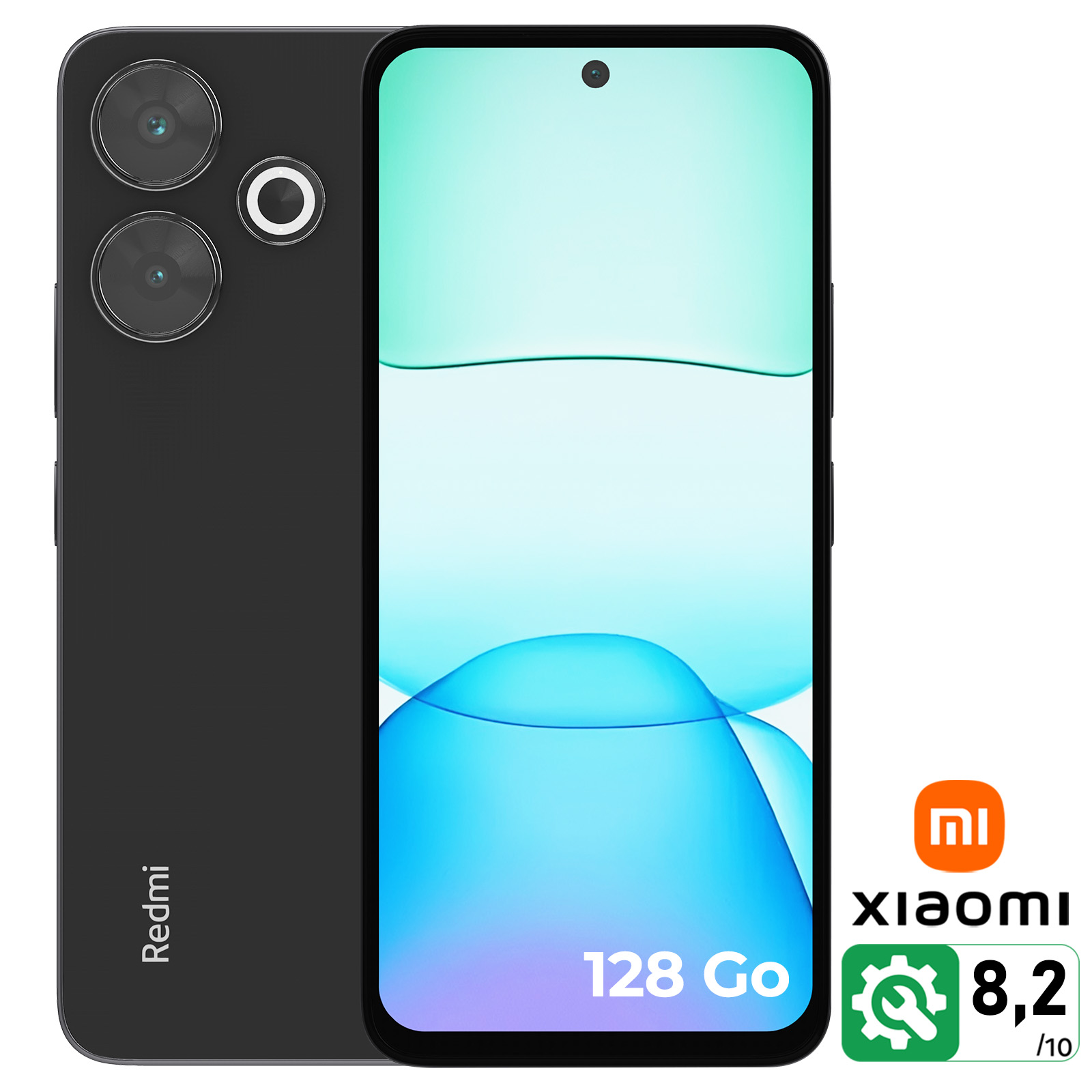 Cover Per Redmi A3 4G Con Staffa Girevole 360° + 2 Pellicole Vetro Temperato – Custodia Antiurto Doppio Strato PC+TPU, Nero