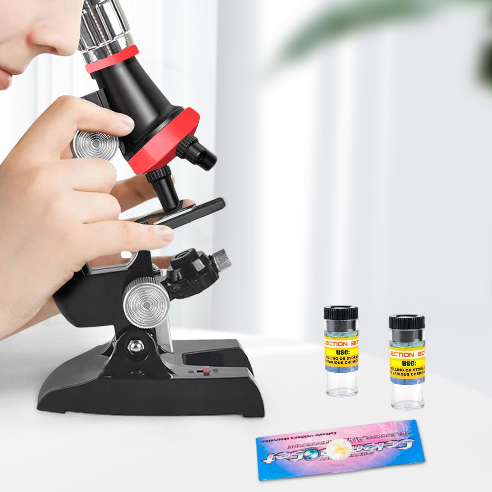 Jeu Scientifique Maternelle Primaire Microscope Enfant Pocket 200X-1200X Avec LED – Loupe Éducative Portable Pour Enfants Curieux, École Et Loisirs