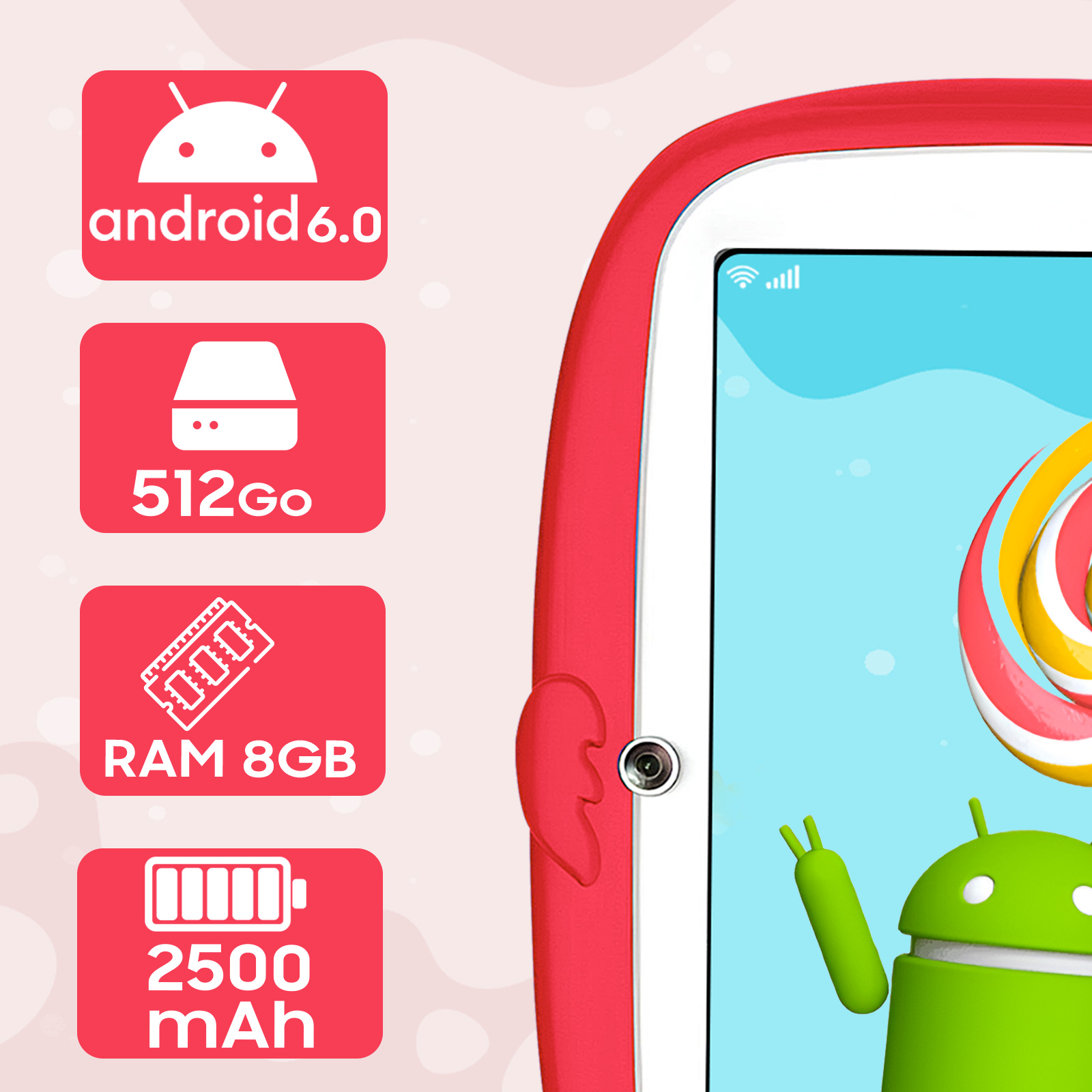 Tablette Enfants 7 Pouces Android 11 - Contrôle Parental, 32Go, Coque Anti-Choc - Cadeau Idéal