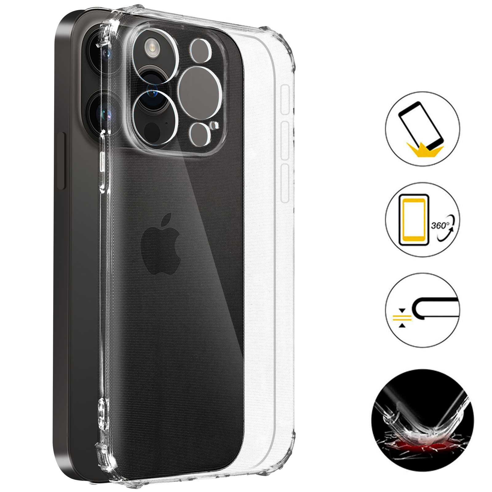 Custodia Sottile In TPU Trasparente Per IPhone 14 Pro Max – Angoli Rinforzati E Antiurto