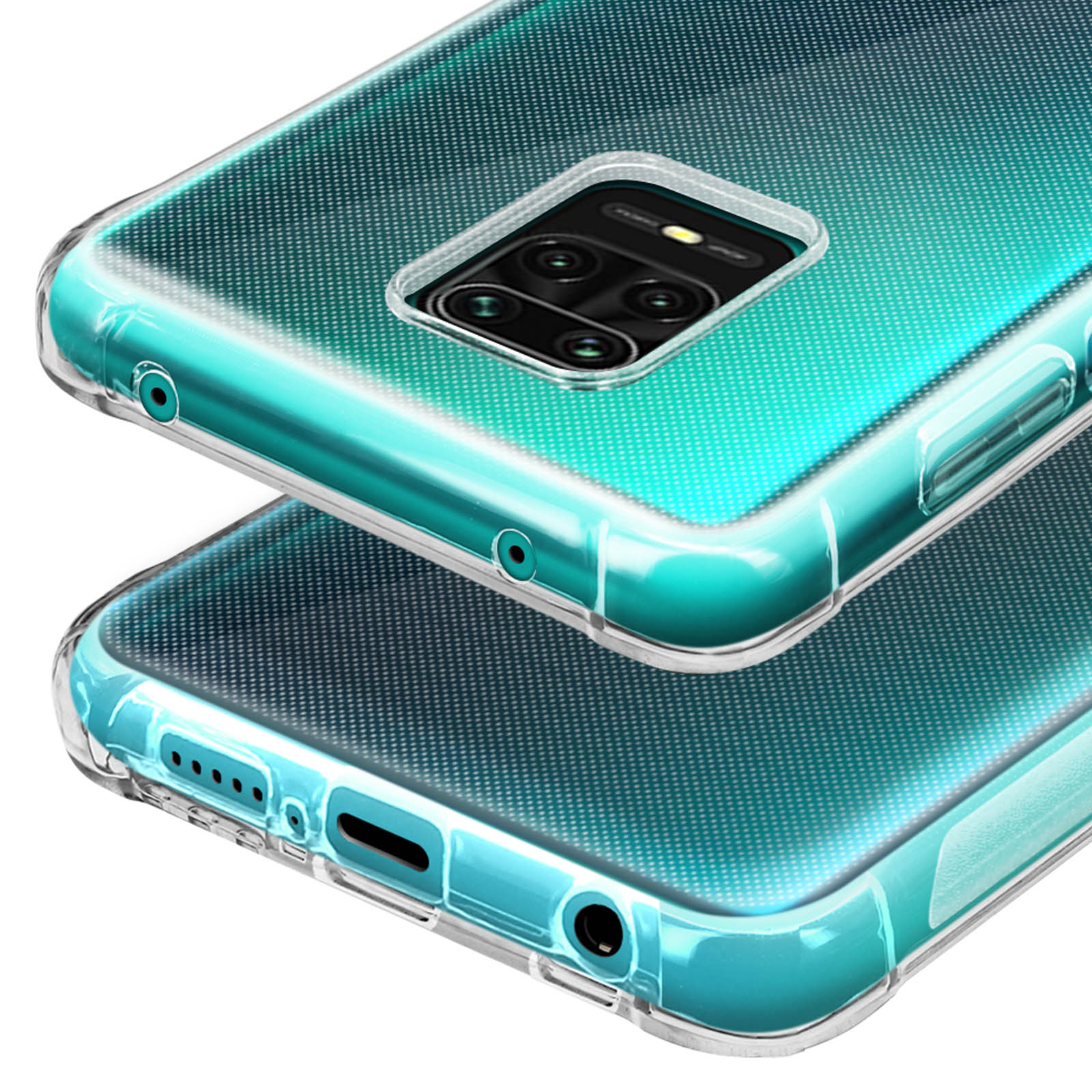 Pack Protection Xiaomi Redmi Note 9S / 9 Pro / 9 Pro Max : Coque Silicone Gel + Film Verre Trempé - Transparent - Français