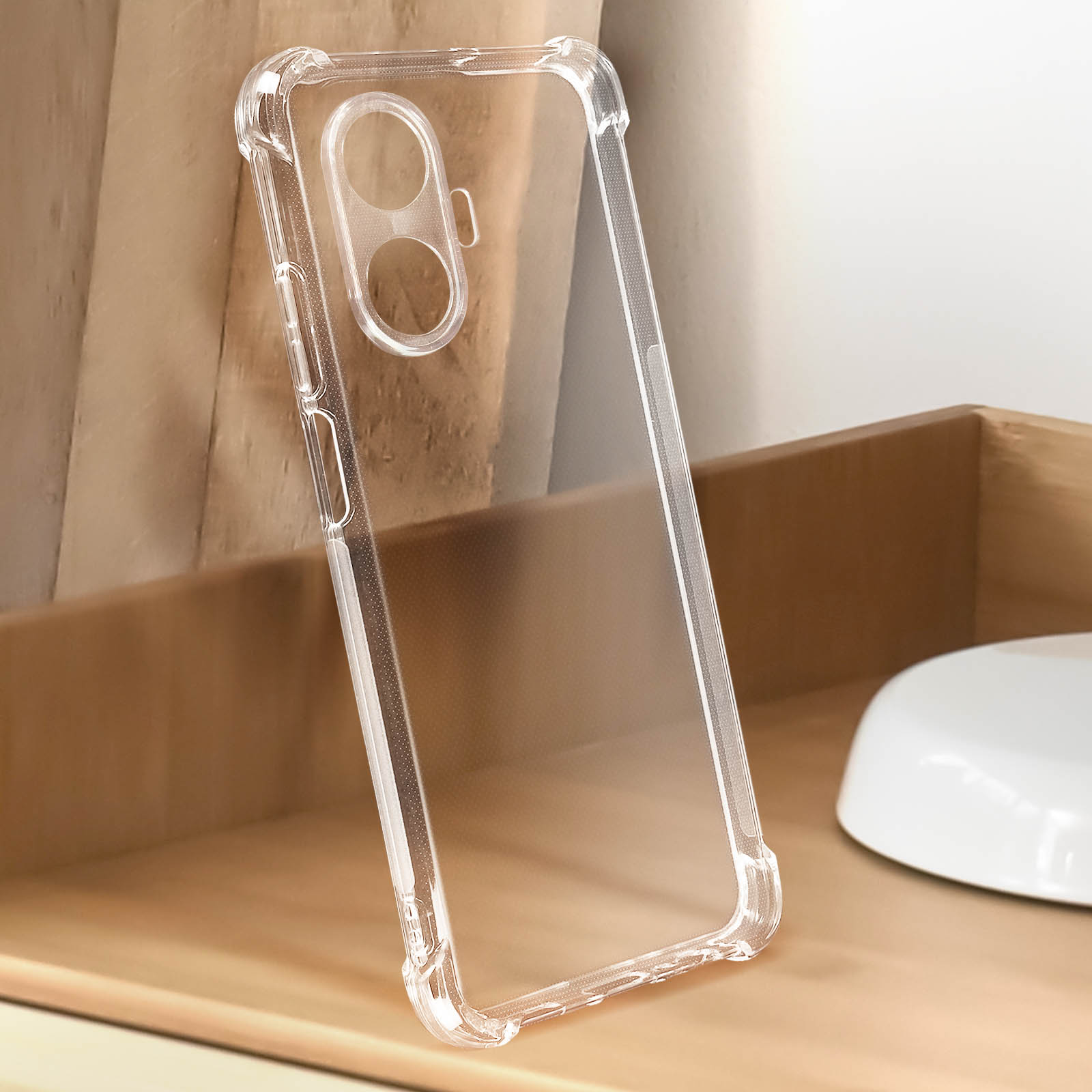 Custodia per Realme C55 Custodia resistente a doppio strato con copertura della fotocamera e supporto ad anello Argento