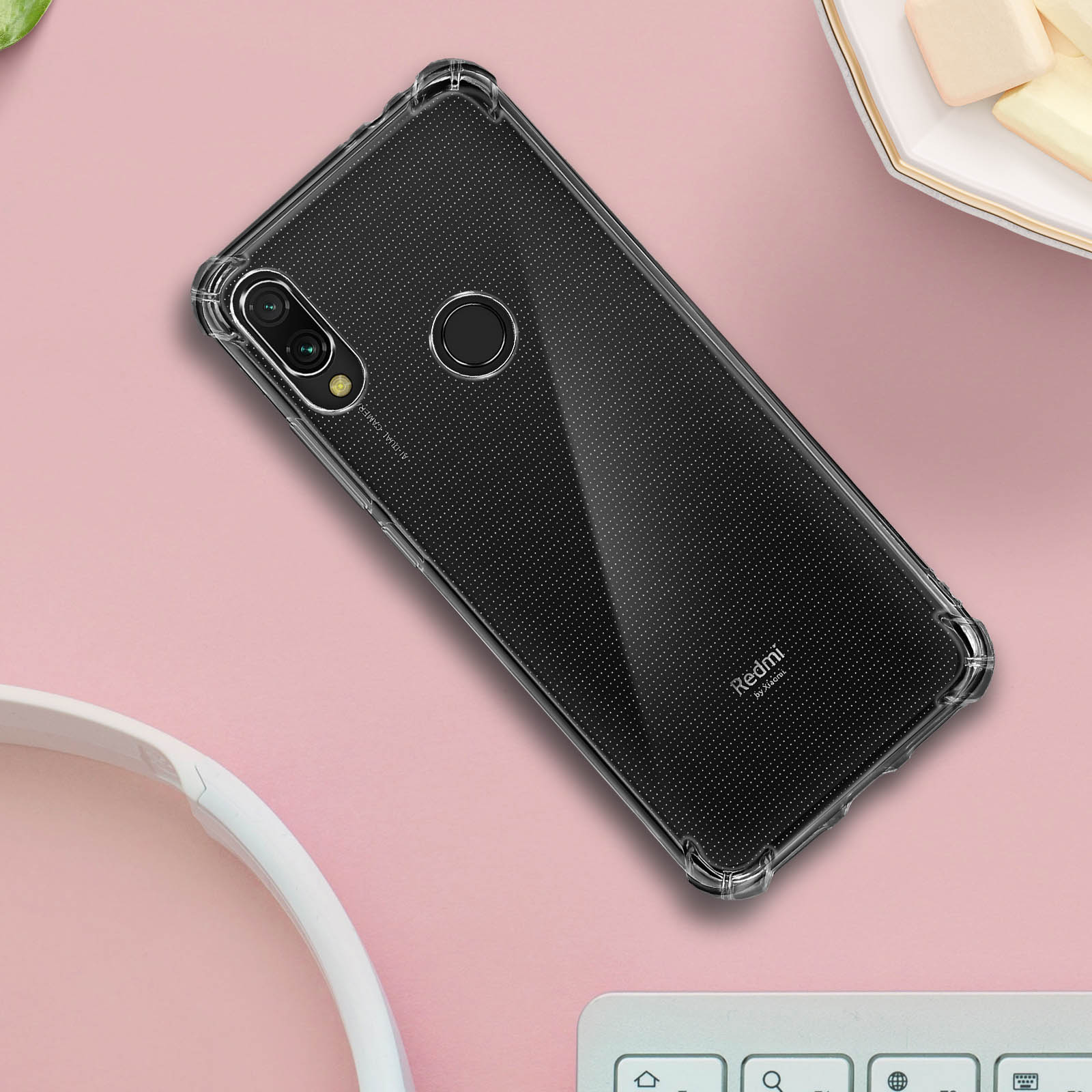 Mixroom Cover Per Xiaomi Redmi Note 7 In TPU Morbido - Fantasia Ali Demoniache U924 - Custodia Antiurto Trasparente
