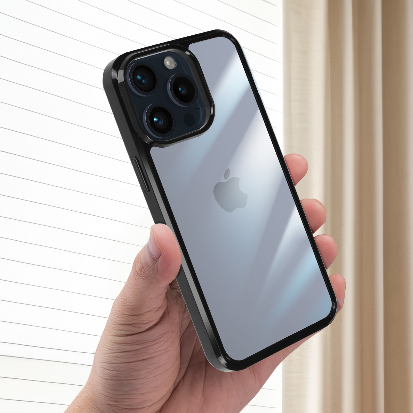 Obiettivo e cornice della fotocamera per iPhone 15 Pro Max Nero Titanio