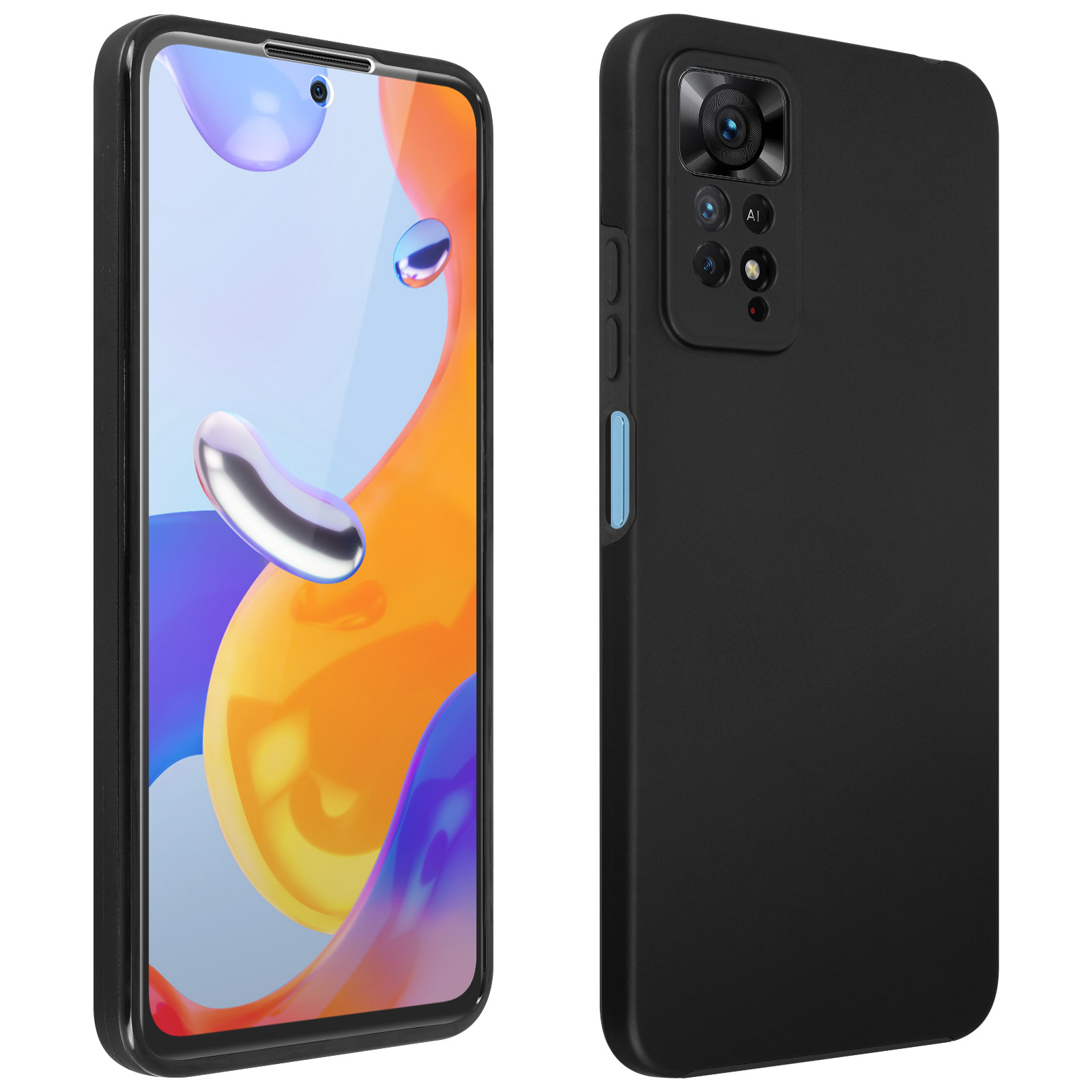 Cover Effetto Carbonio Per Xiaomi Redmi Note 11 4G / 11S - Custodia Silicone Nero