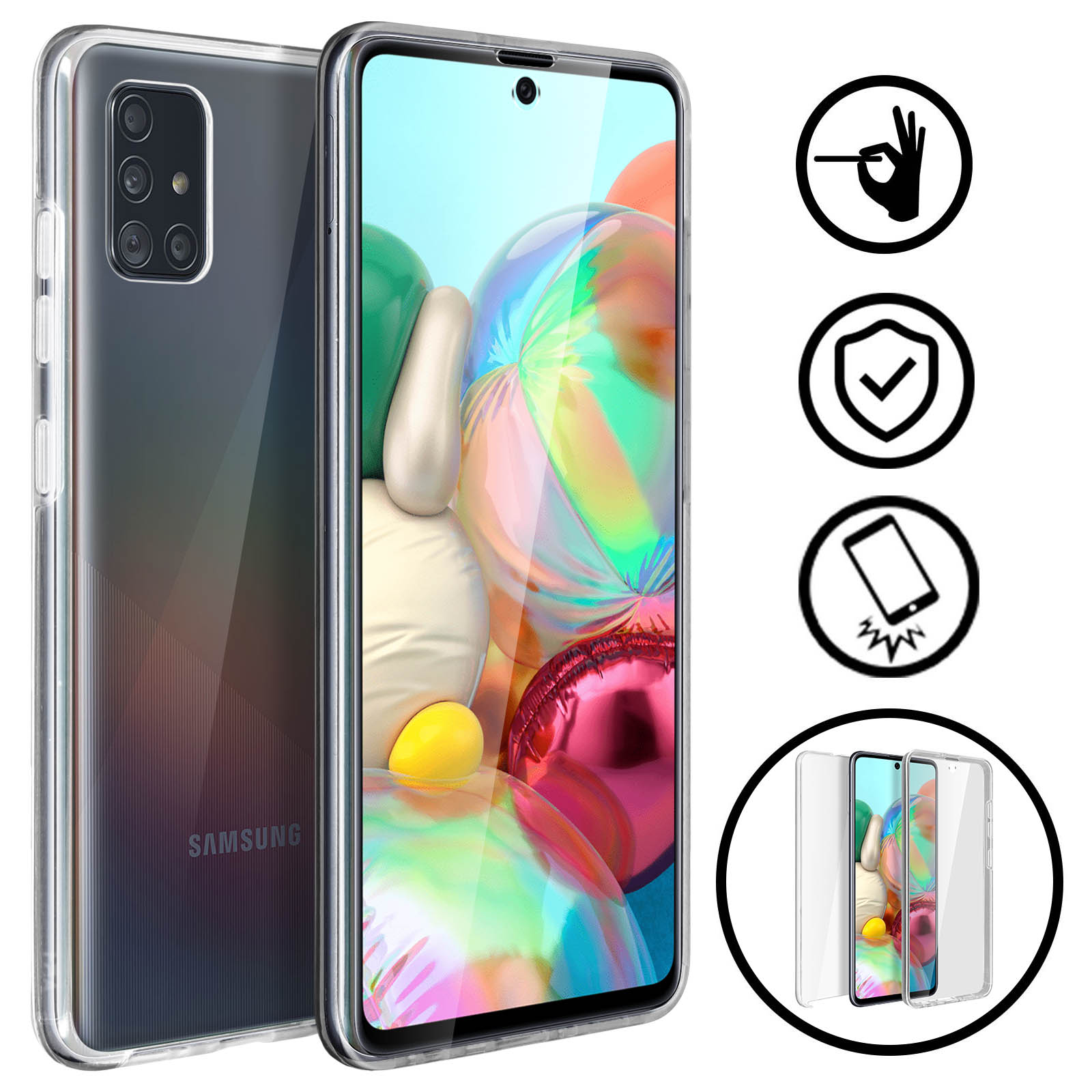 Xinyunew Cover Galaxy A71: Custodia Portafoglio In Pelle Con Vetro Temperato E Supporto