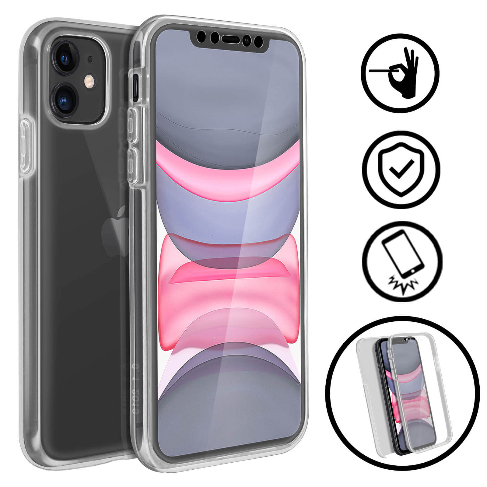Custodia Whioltl Per IPhone 11: Cover Trasparente Con Retro Rigido E Bordo Morbido TPU, Antiurto - 3