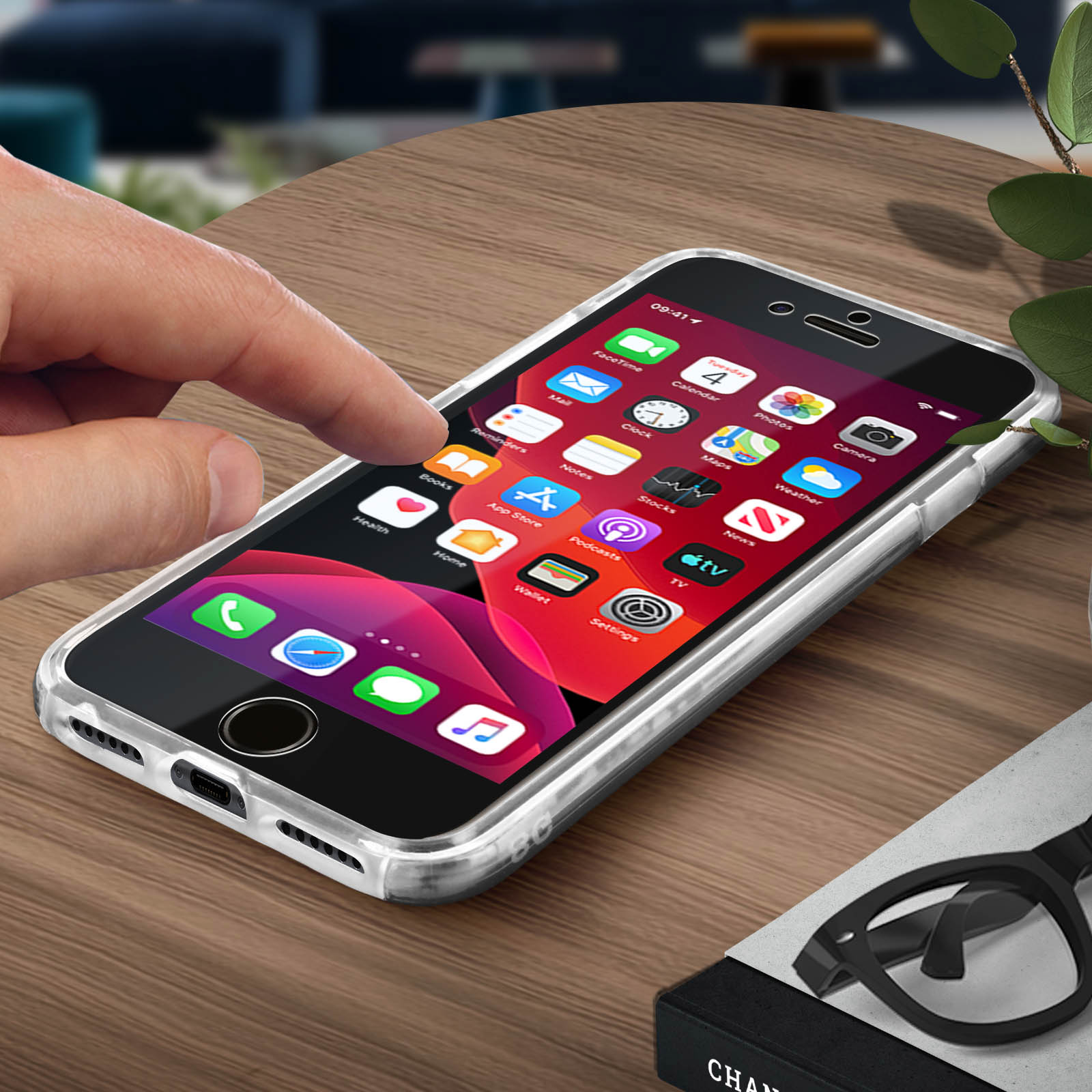 Coque semi-rigide 360° pour iPhone 7/8/SE 2020 - transparente / grise