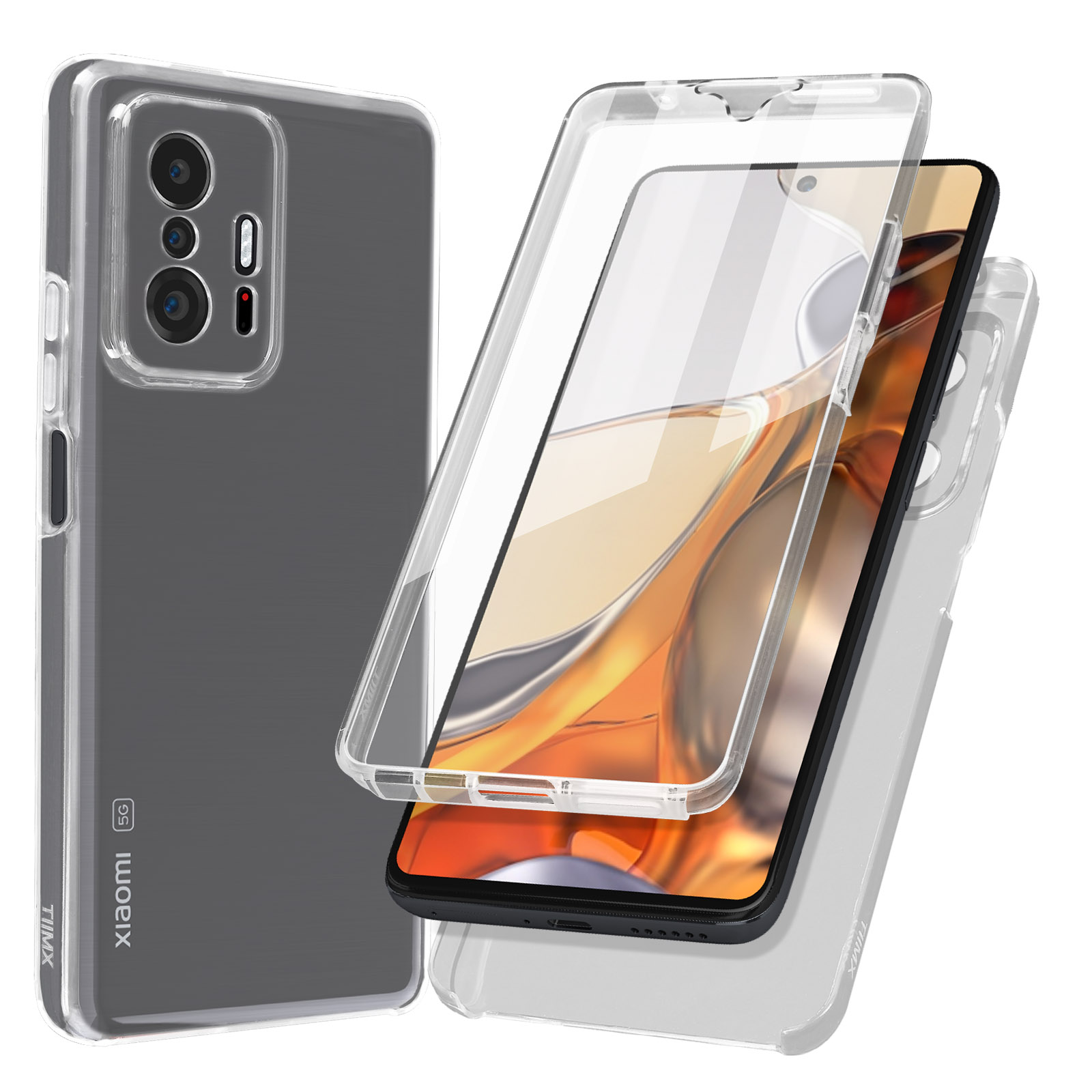 Phoona Coque Pour Xiaoi 11T 5G/Xiaoi 11T Pro 5G Avec 2 Pièces Protection Écran En Verre Trepé