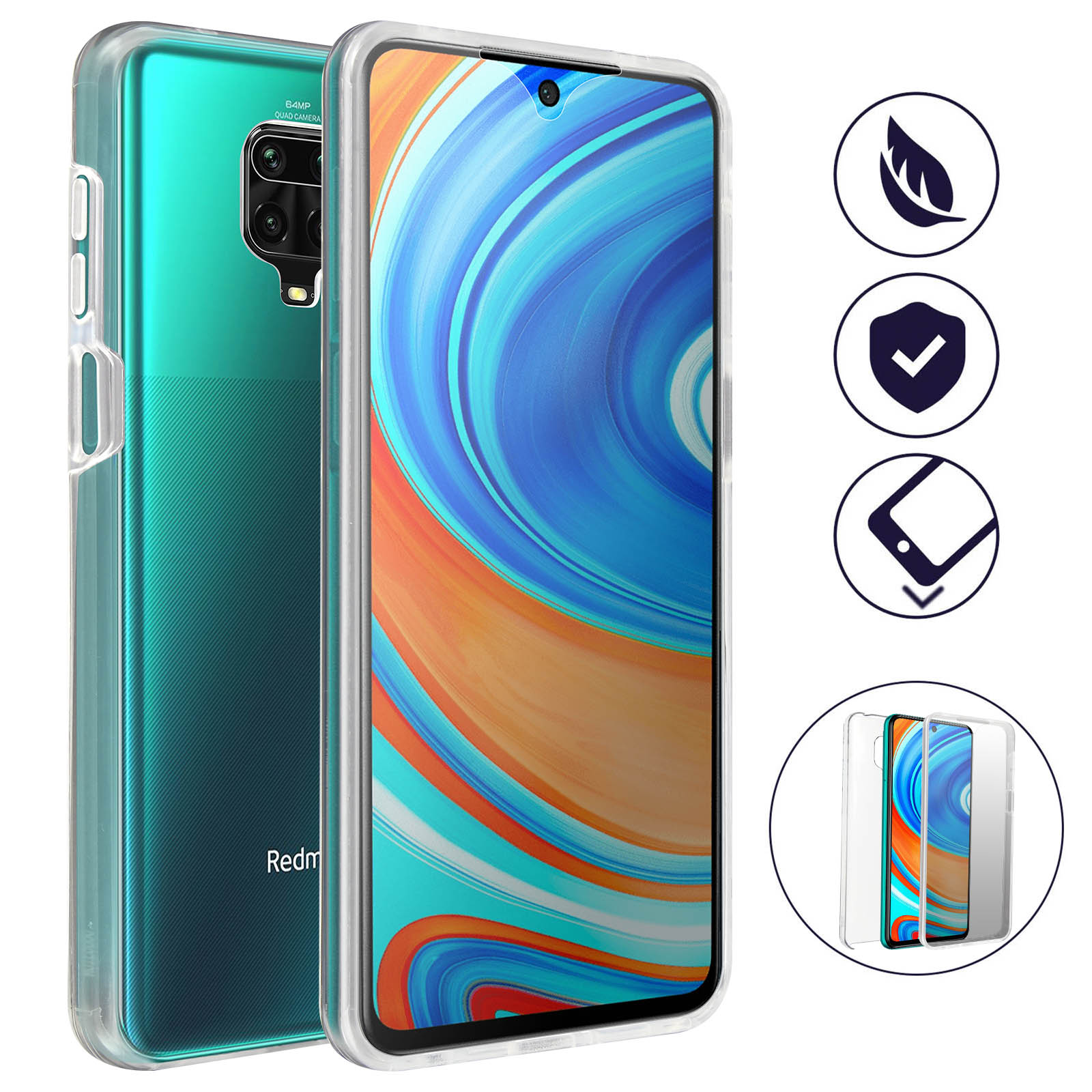 QUITECO Coque pour Xiaomi Redmi Note 9S / 9 Pro / 9 Pro Max, Housse Protection Souple Silicone TPU avec Coins Renforcés, Transparente