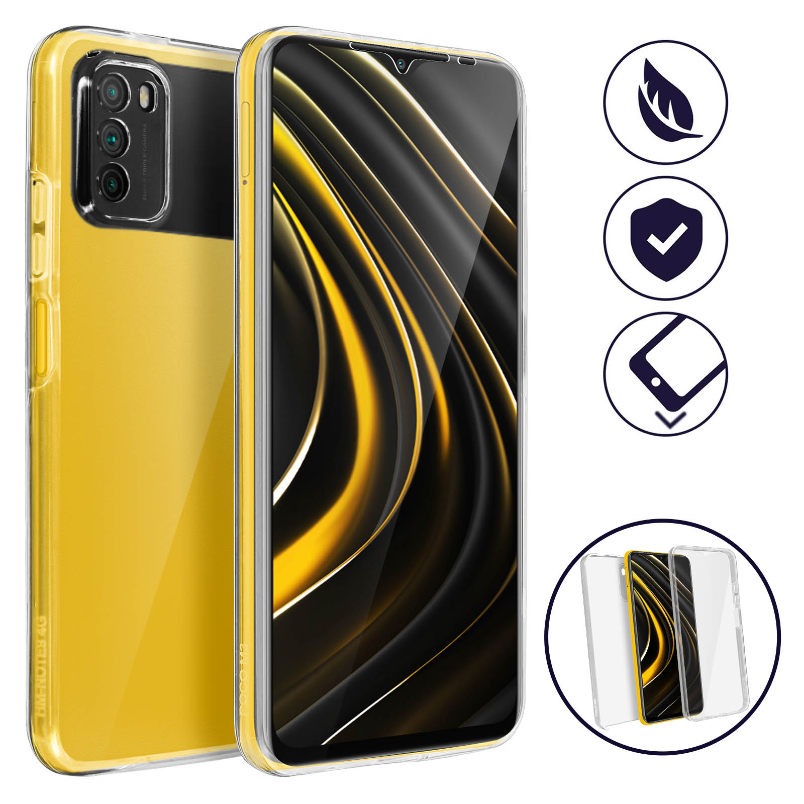 Custodia Portafoglio con Passante per Cintura + Moschettone – Nera per Xiaomi Redmi Note 9 Pro Max - Italiano