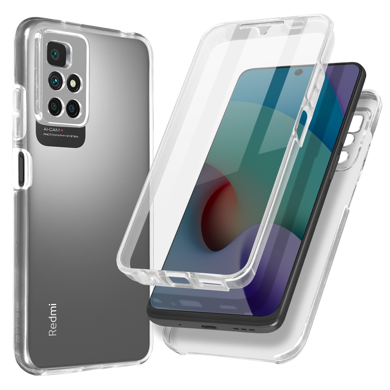 Poco X3 Nfc Cover GOKEN Cover Per Xiaomi Poco X3 PRO/Poco X3 NFC [Non Con Vetro Temperato ], Custodia Protezione Completa A 360°, TPU Silicone Bumper PC Trasparente Retro Rigido, Azzurro Custodia