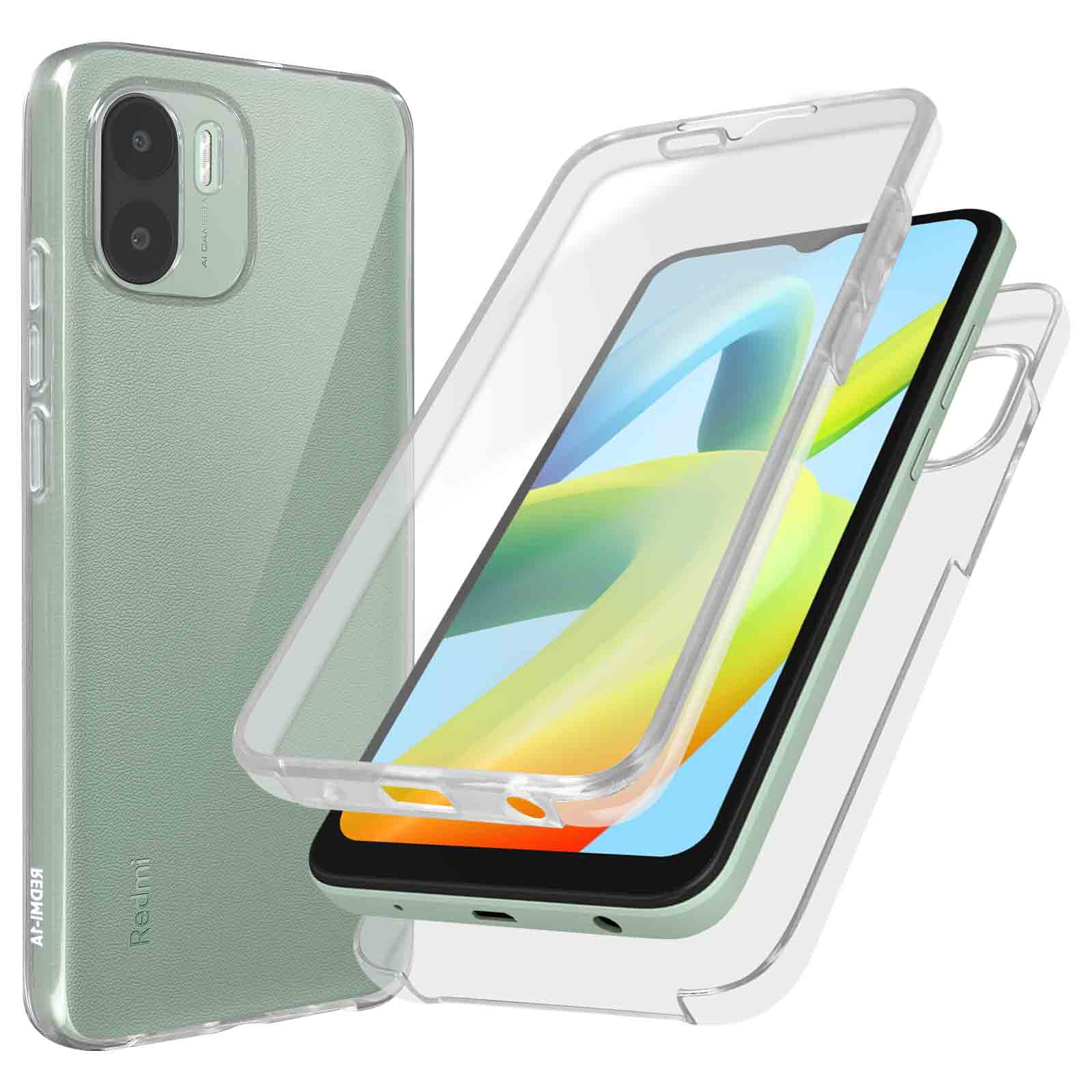 Custodia Completa Trasparente Per Xiaomi Redmi A2 - Protezione 360° Con Pellicola Frontale, Bordi In Silicone E Retro In Plastica, Antiurto