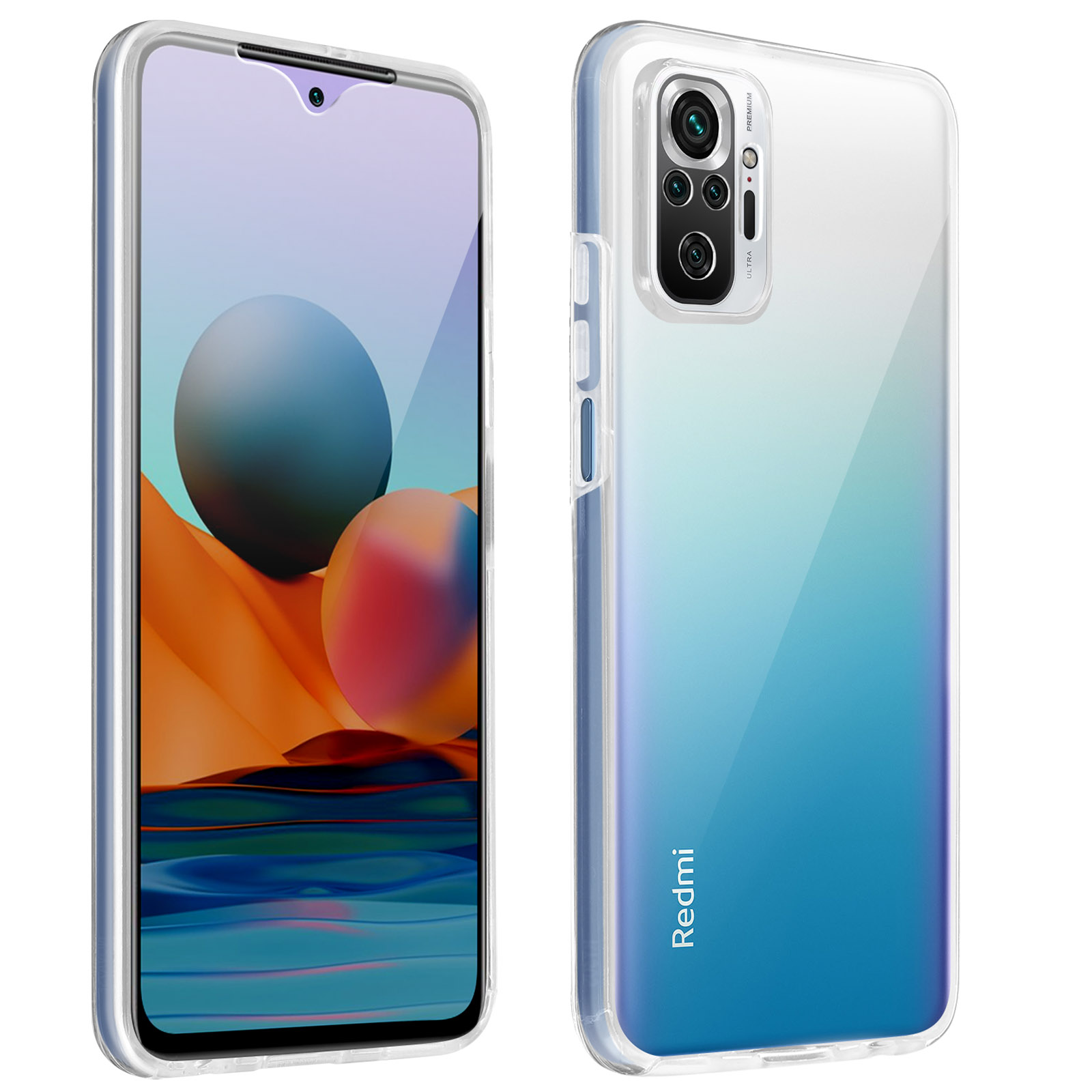 Custodia Per Xiaomi Redmi Note 10 Pro 4G Trasparente Antiurto Con Protezione Per Schermo - Cover Rigida In PC E TPU, Azzurro - 5