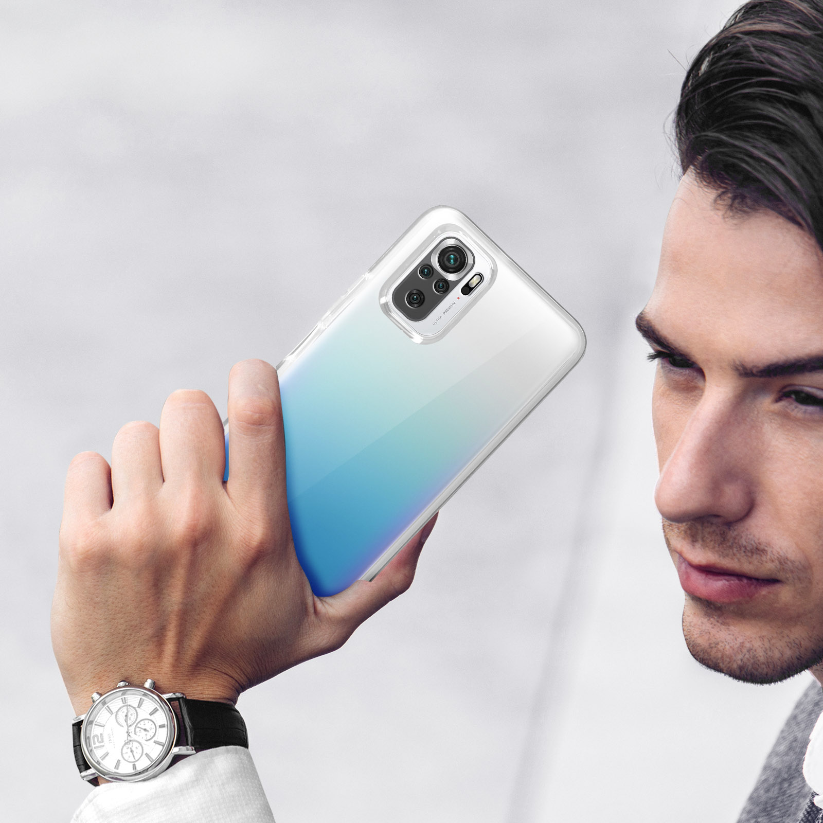 Custodia Per Xiaomi Redmi Note 10 Pro 4G Trasparente Antiurto Con Protezione Per Schermo - Cover Rigida In PC E TPU, Azzurro - 2
