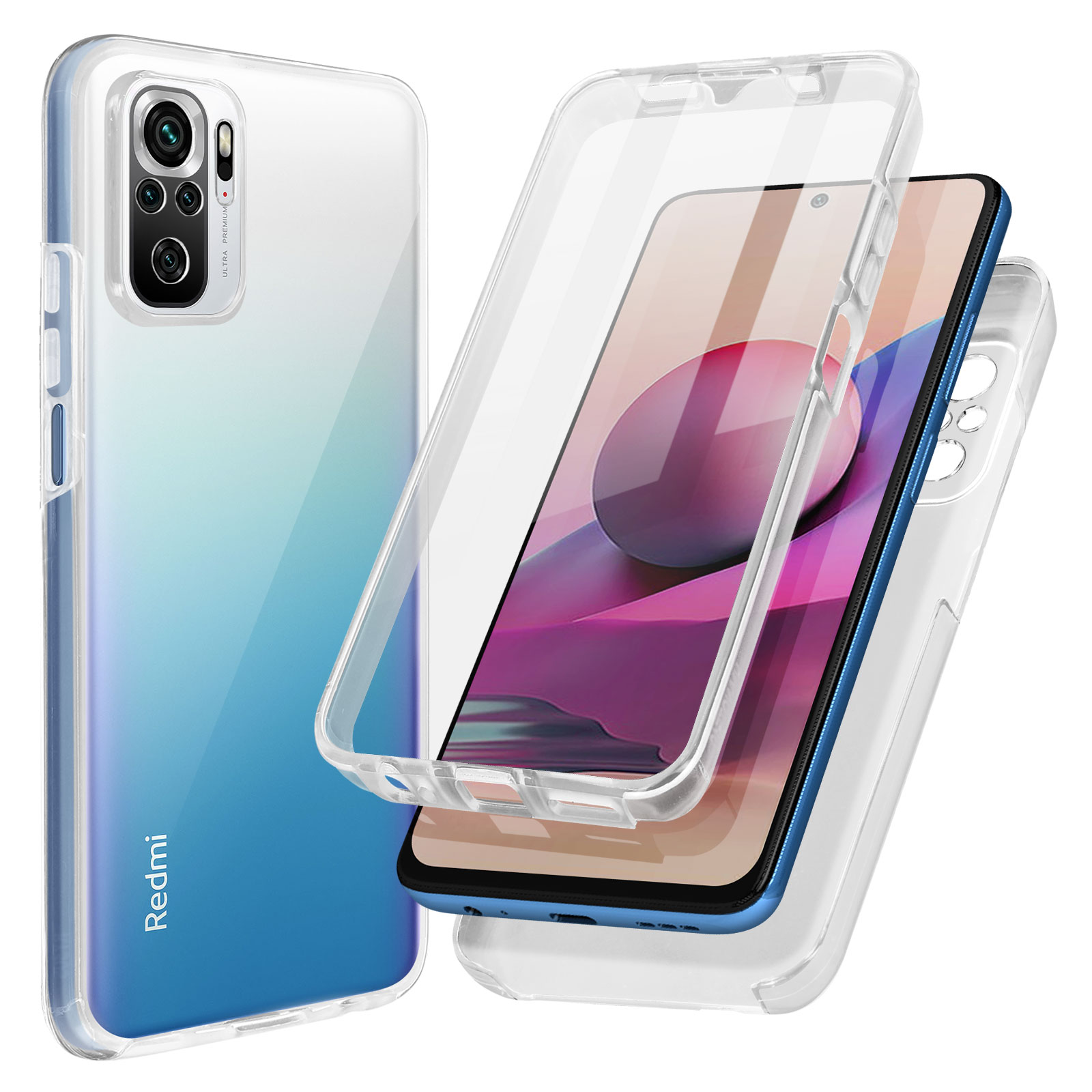 LeYi Handyhülle Für Xiaomi Redmi Note 10/10S – Stoßfest, Mit Panzerglas & Ringhalter, Rosegold
