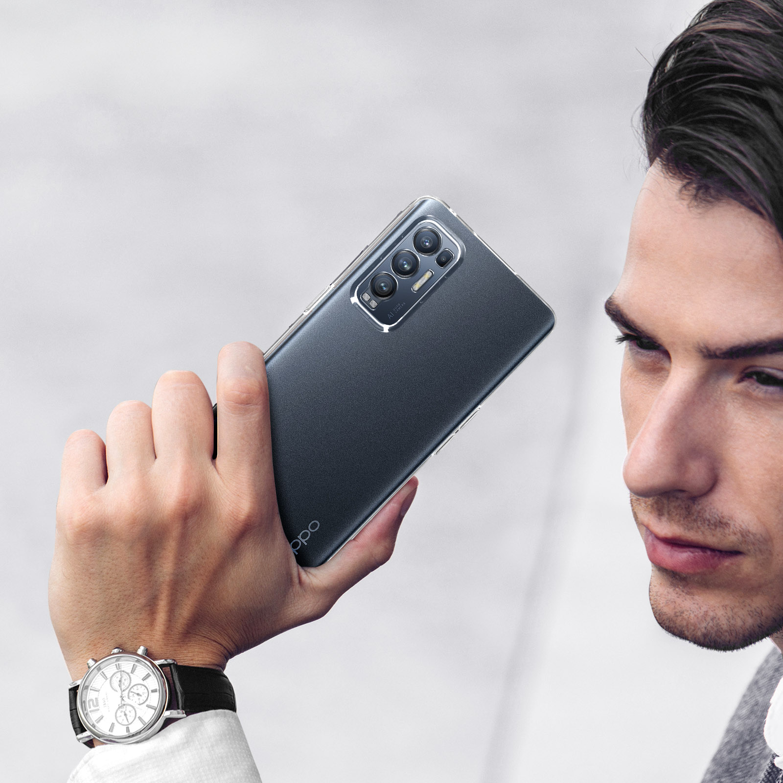 Doppia Custodia Per Oppo Find X3 Neo In Silicone Trasparente Anteriore E Posteriore