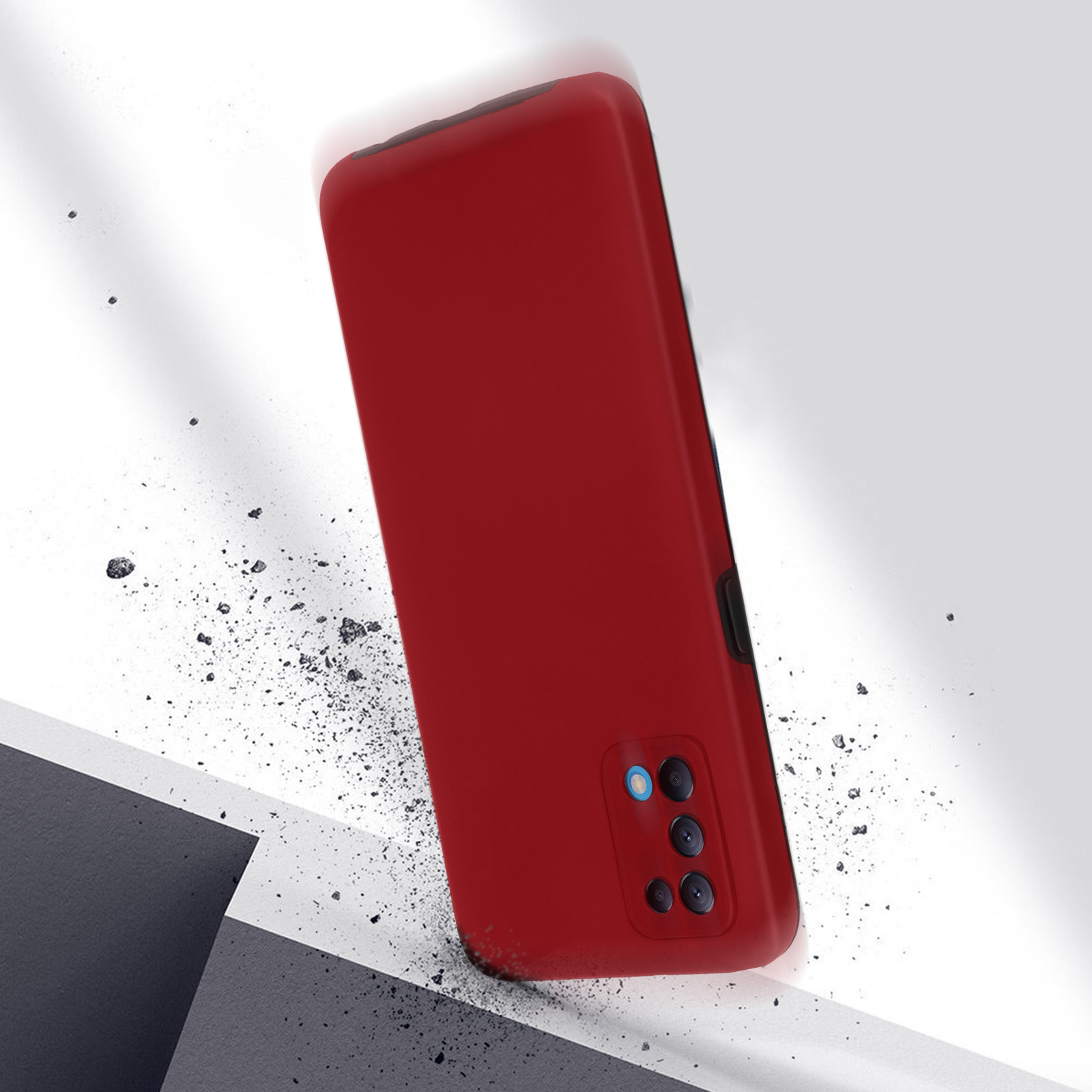 Topme Custodia In Pelle A Portafoglio Per OPPO Find X3 Lite/Reno5 5G - Stampa Gatto E Albero - Rossa Con Slot Carte