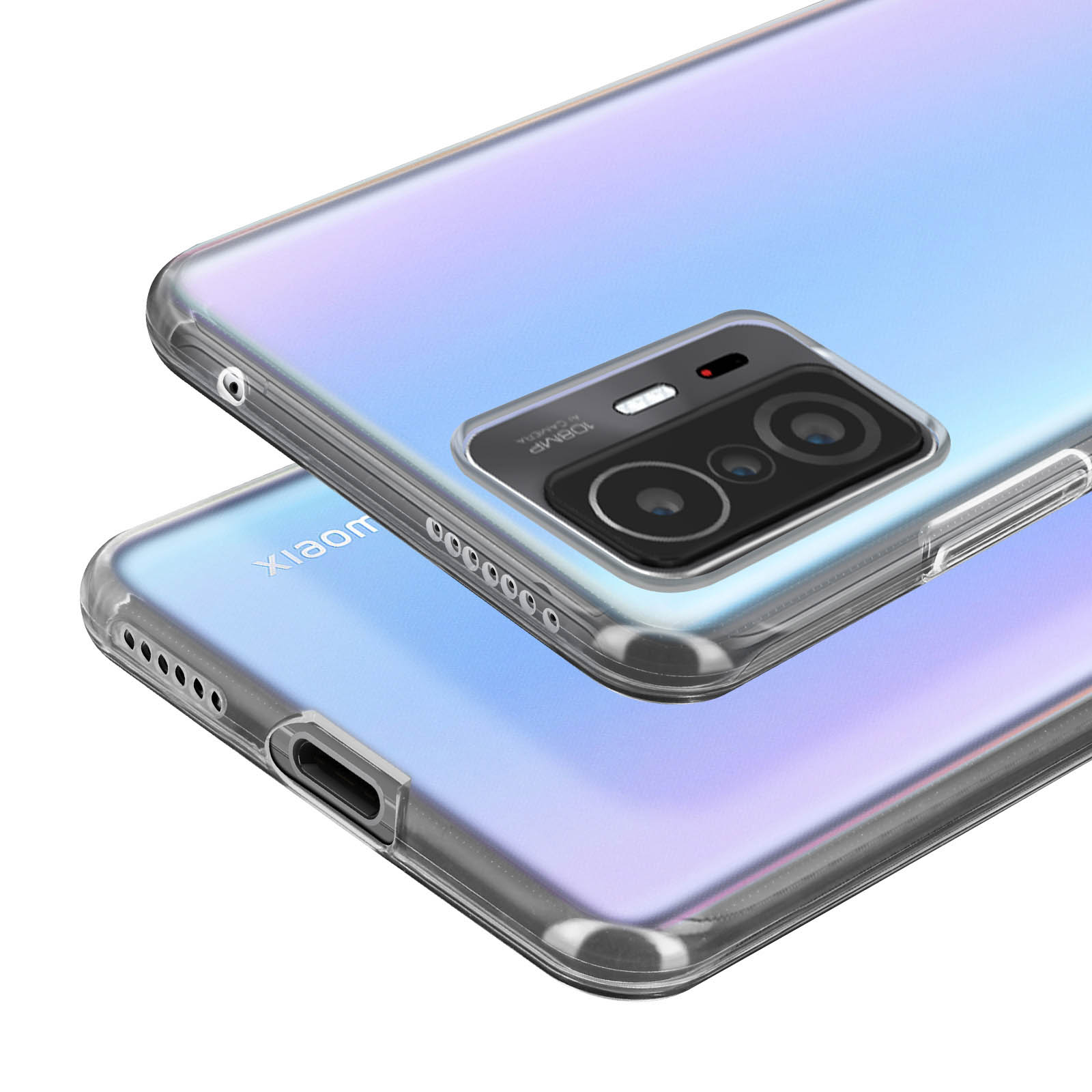 Phoona Custodia per Xiaomi 11T 5G/Xiaomi 11T Pro 5G, Custodia con 2 Pezzi Pellicola Vetro Temperato, Ultra Sottile Trasparente Silicone Protettiva, Antiurto