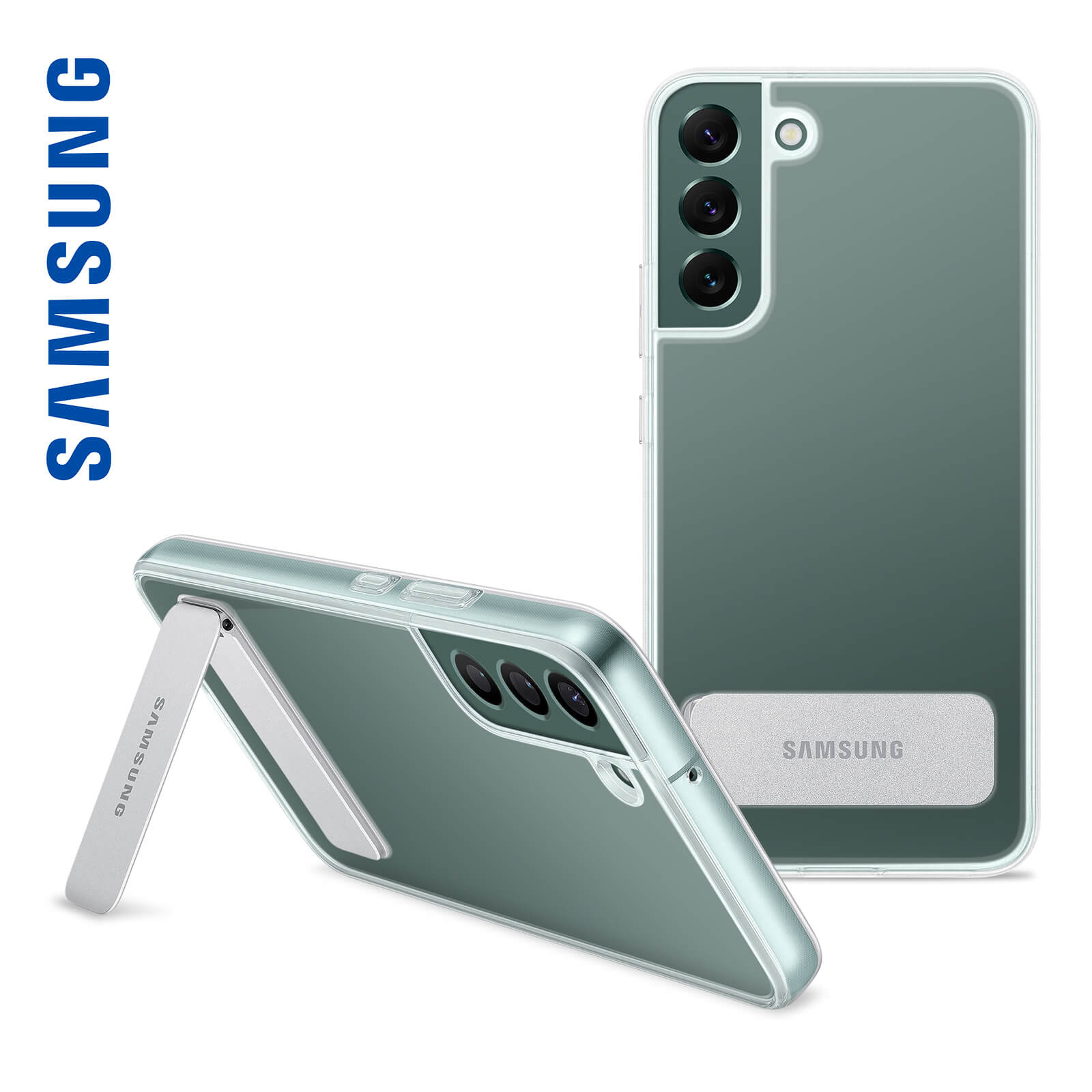 Original Samsung Galaxy S22 Plus Clear Standing Cover, Handyhlle mit  Standfu  Transparent - German