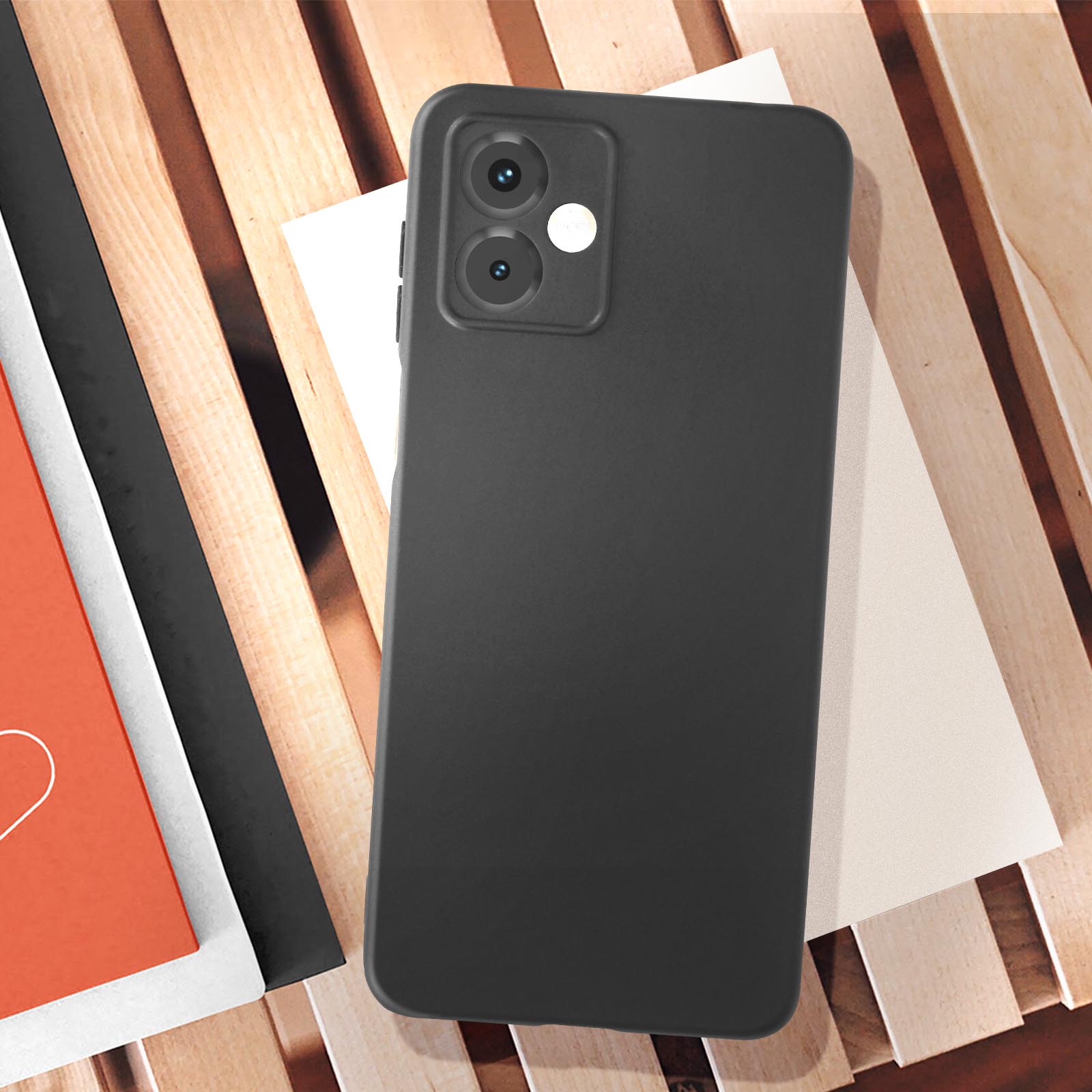 Cover Per Motorola Moto G14 – Custodia Antiurto In Silicone Morbido Con Fibra – Design Elegante Nero