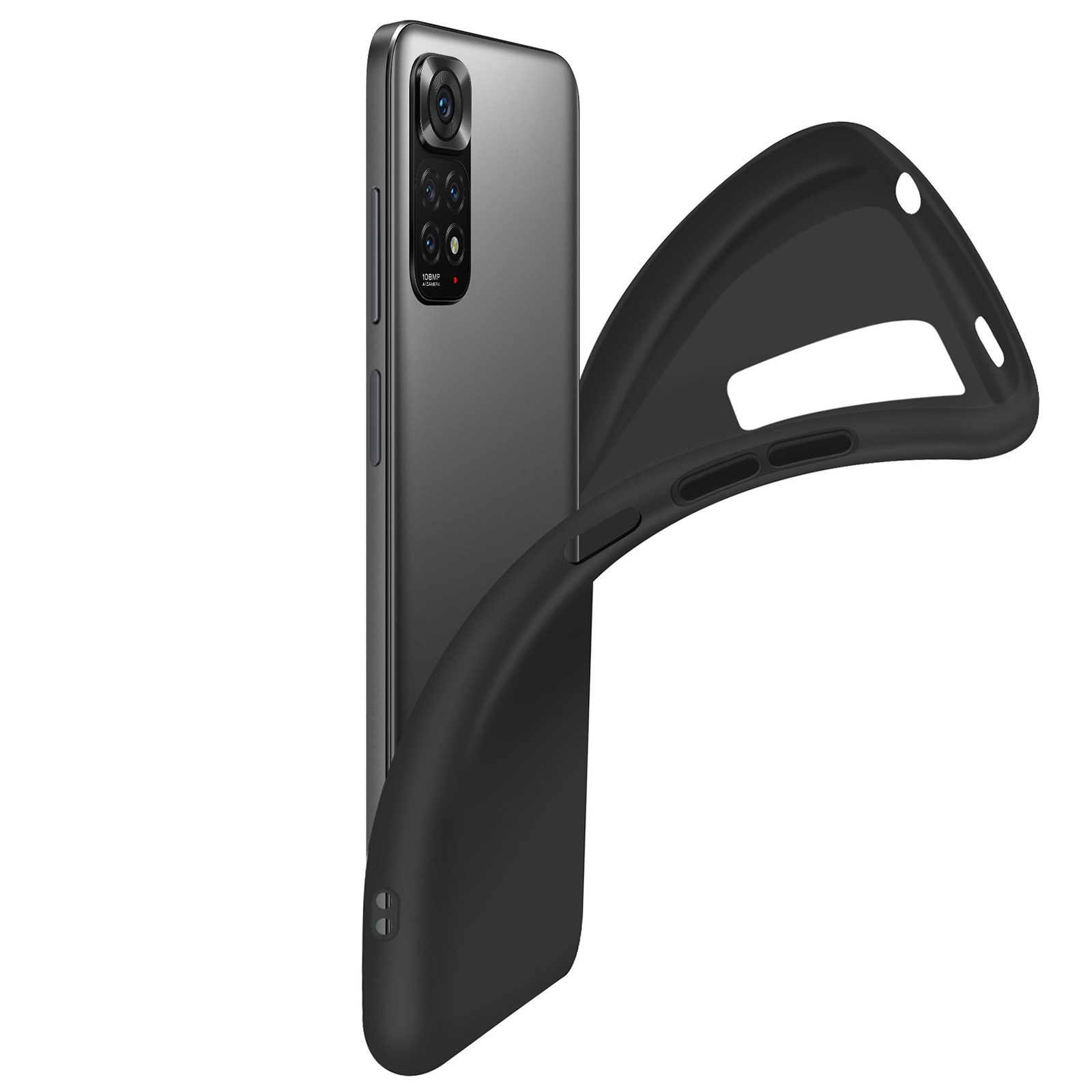 Coque Gel Silicone Mate Noir + 2 Verres Trempés Pour Xiaomi Redmi Note 11/11S - Protection Complète Neuve
