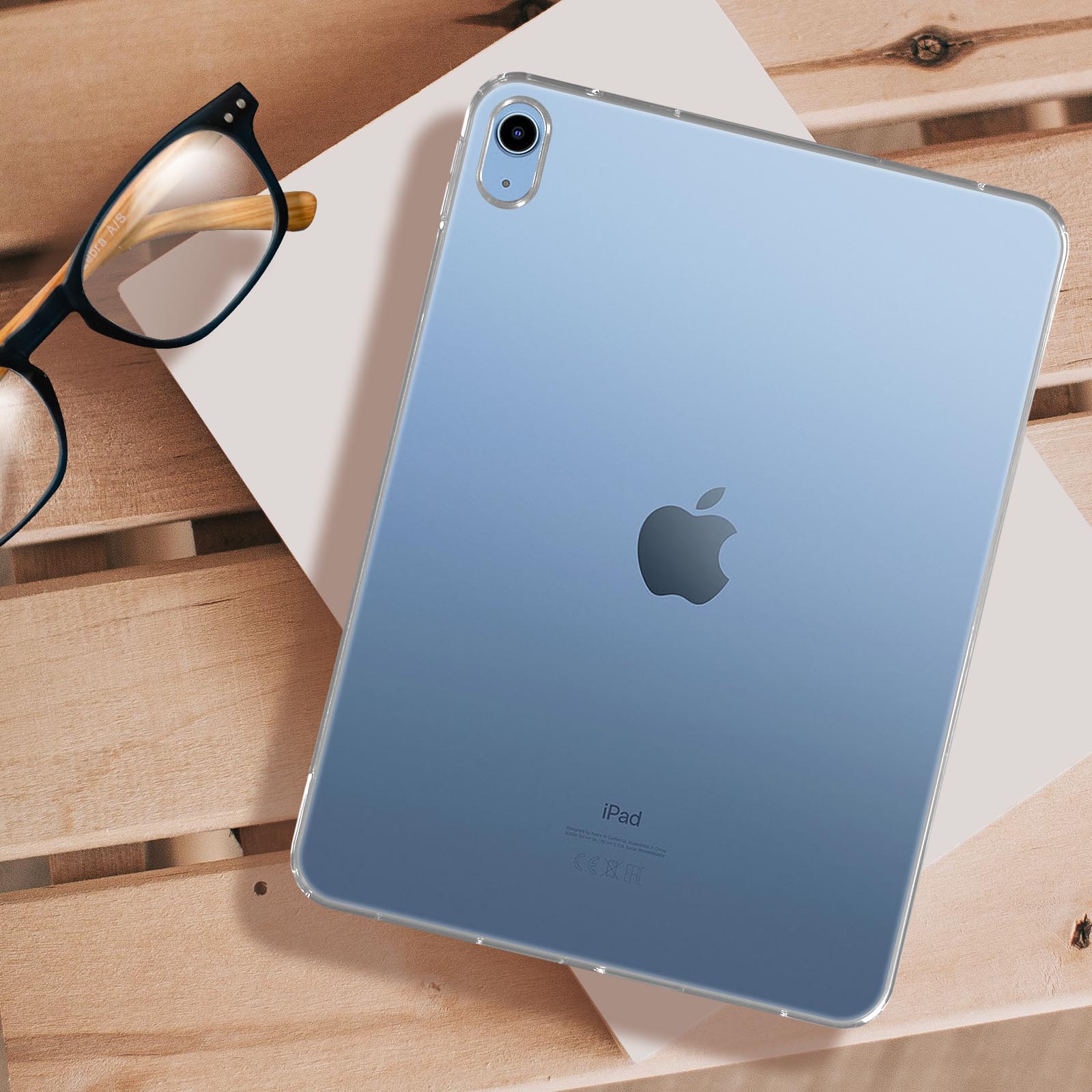Custodia Per IPad 11ª Gen (2025) E 10ª Gen (2022) – 2 In 1 Con Cassetto Scorrevole E Retro Rigido Trasparente – Colore Azzurro Cielo