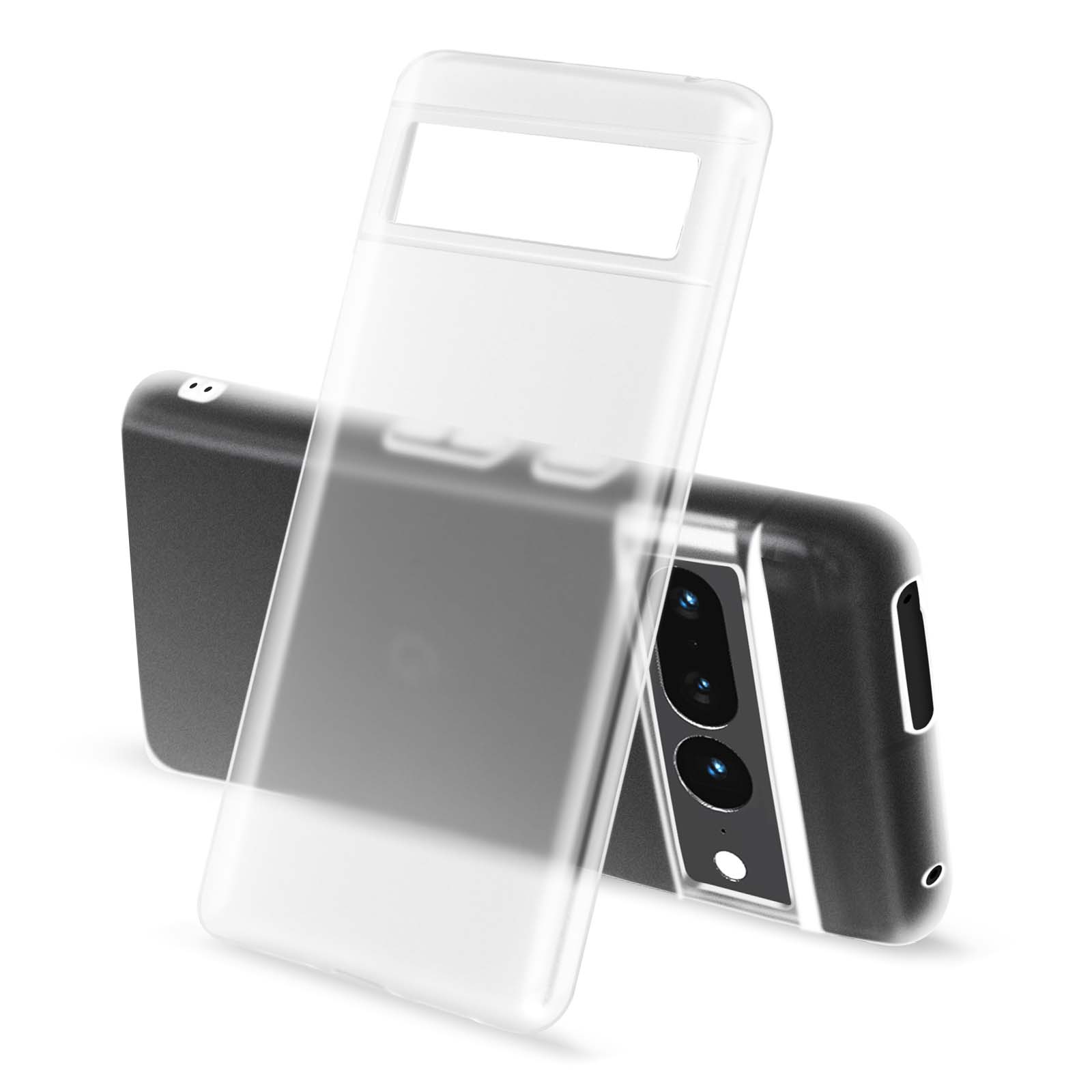 Custodia Silicone Per Google Pixel 7 Pro Con Anello – Cover TPU+PC Antiurto, Grigio, Con Piastra Magnetica Per Supporto Auto
