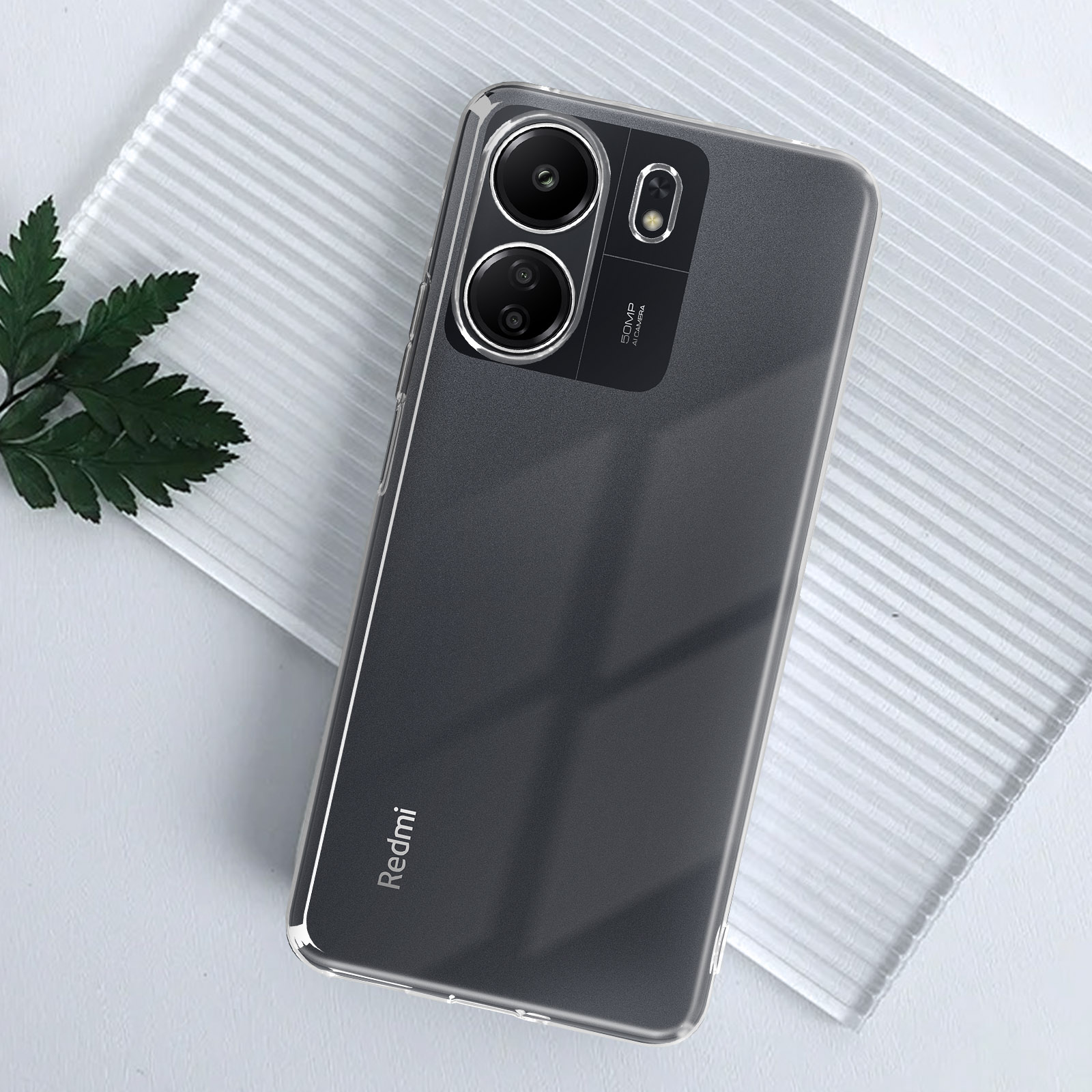Cover Per Xiaomi Redmi 13C / Poco C65 - Custodia In Silicone Morbido TPU Con Design Carbonio E Texture Spazzolata - Blu