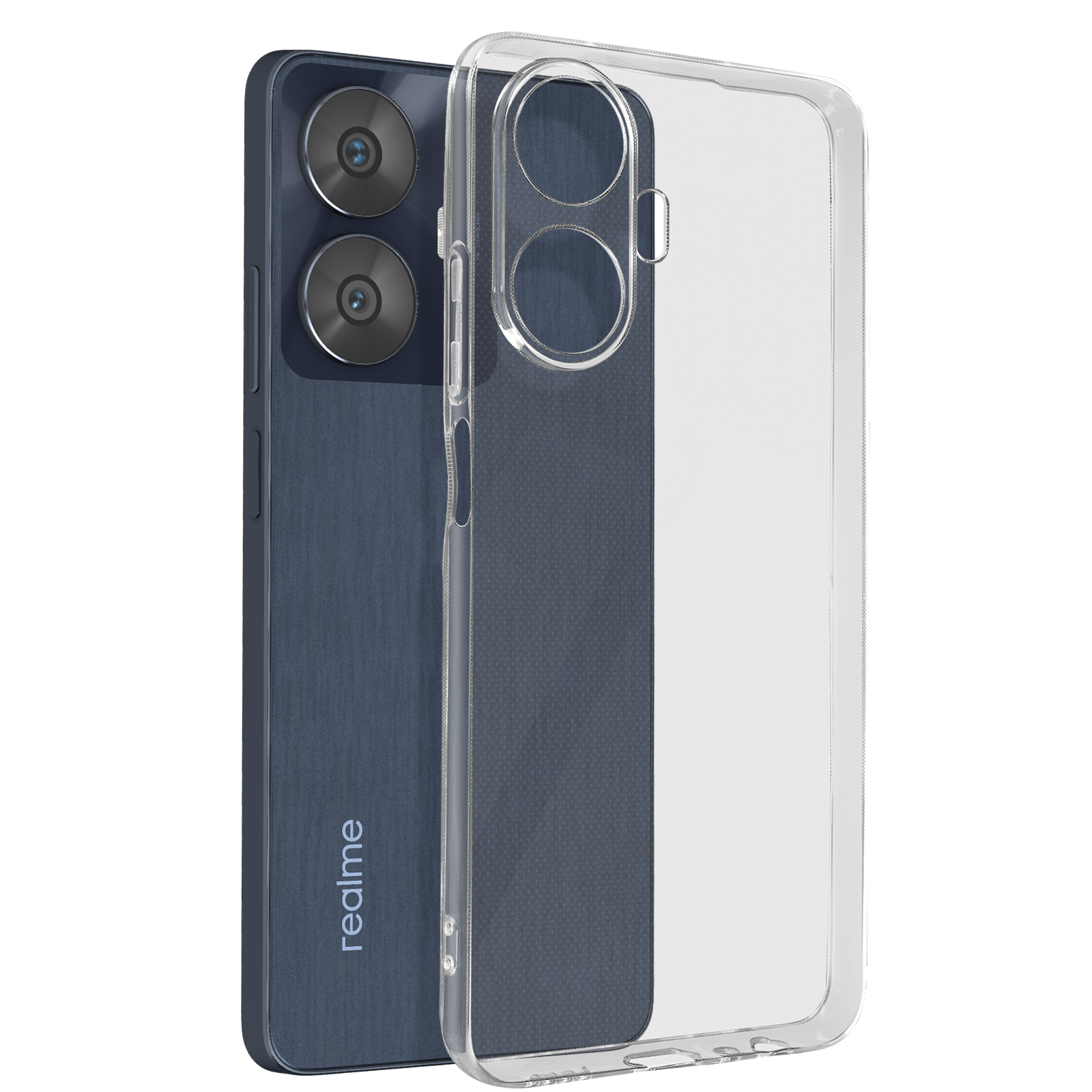 Ikiiqii Cover per Realme C65 (6.67) + (2 pezzi) Vetro Temperato, Custodia per Antiurto Protettiva Case Ultra Sottile Silicone con Anello Supporto per Telefono Pegolabile a 360