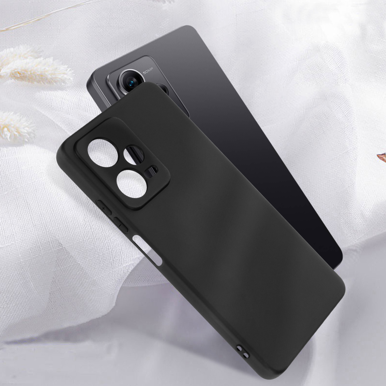 Asuwish Cover Morbida TPU Per Xiaomi Poco X5 Pro / Redmi Note 12 Pro 5G, Nera, Sottile, Con Pellicola In Vetro Temperato Inclusa