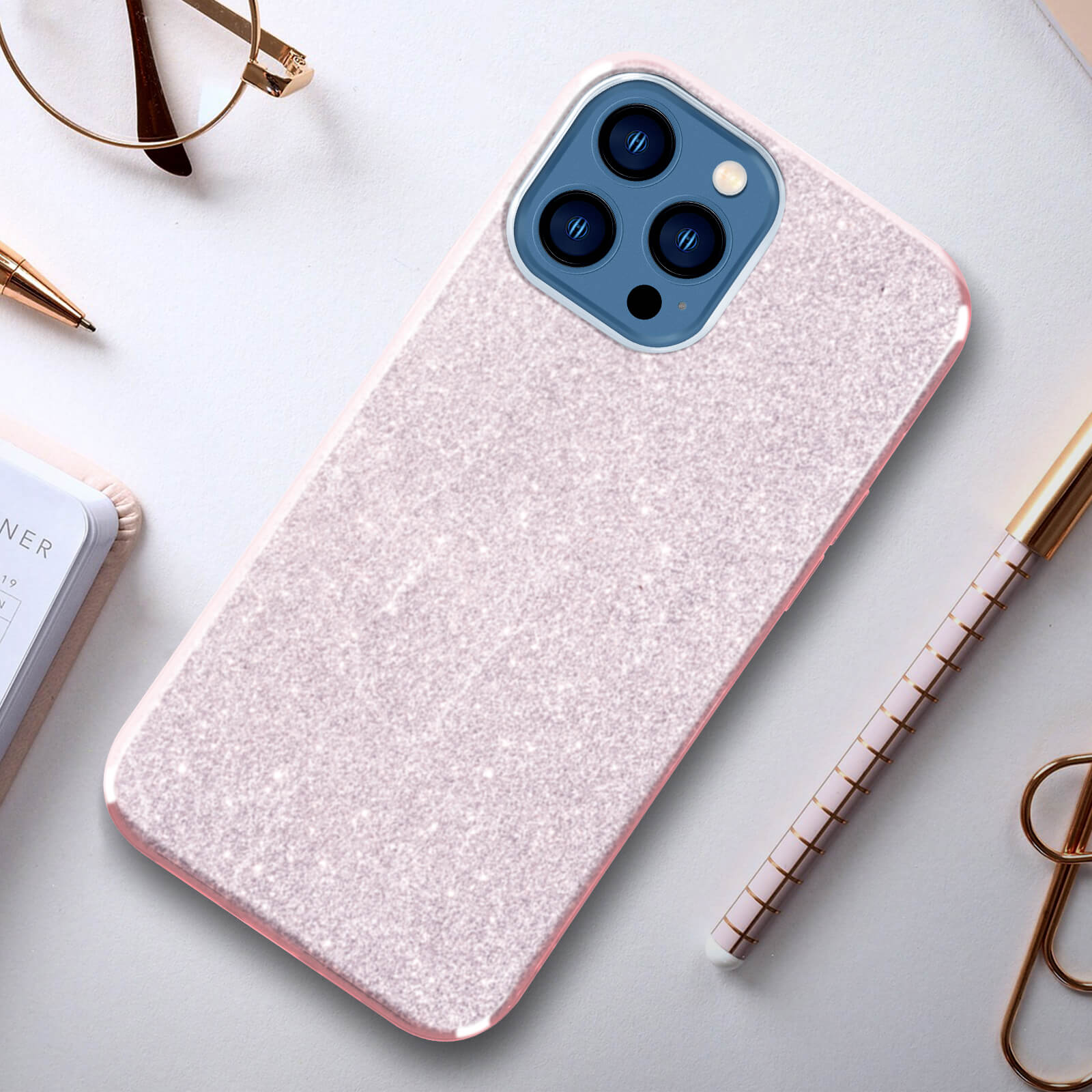Mixroom Custodia Per IPhone 13 Pro Max - TPU Morbido Con Glitter 3 In 1, Fantasia Hamsa E Elefante Tattoo, Codice BR328, Rosso Brillantini