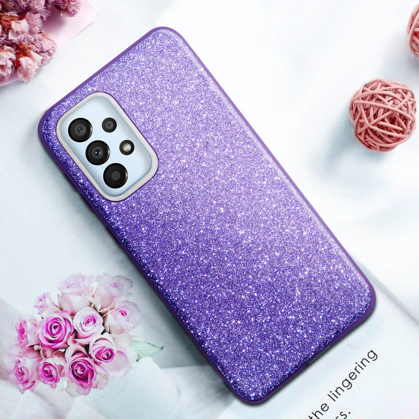 SEAHAI Cover Per Realme C33 - Custodia TPU Ultrasottile Sfumata Rosa/Viola, Morbida E Antiurto Con Cuscinetti D'Aria - 4