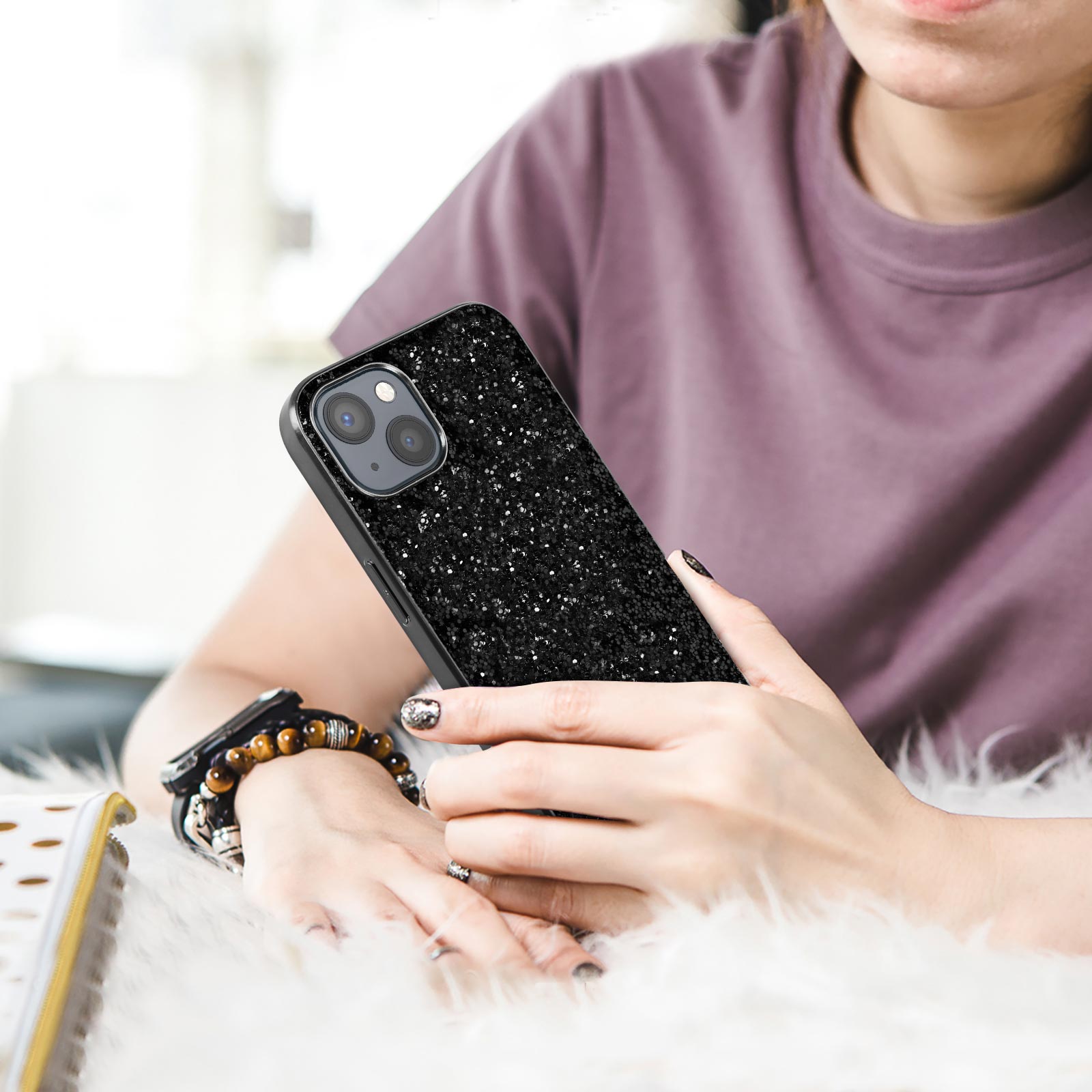 Newseego Custodia per iPhone 13 Pro Glitter Trasparente Ragazze Donne[Compatibile con MagSafe], Cover Magnetica Telefono Scintillante Antiurto Protezione Fotocamera Cover iPhone 13 Pro-Bianco