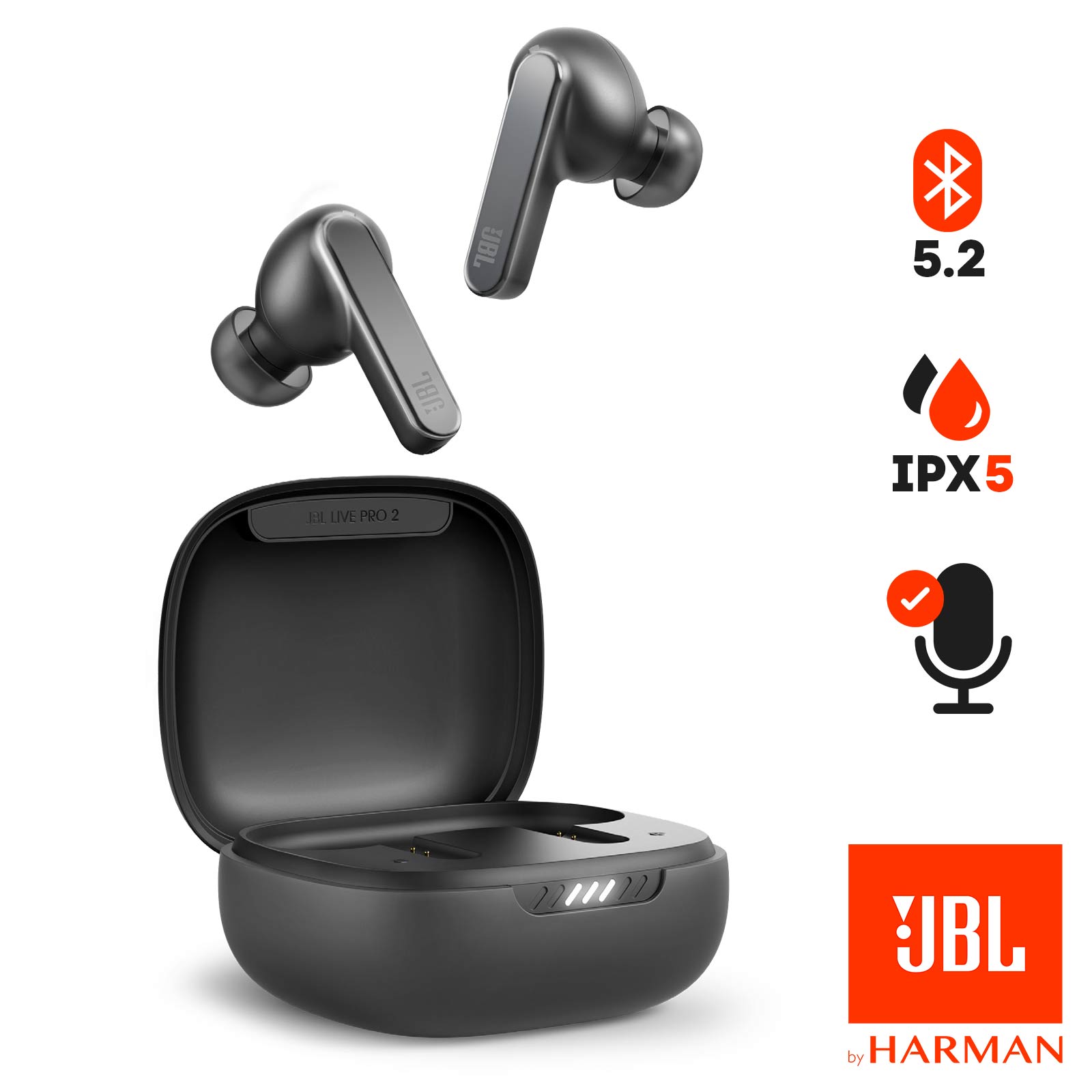 Écouteurs Sans-fil JBL avec Réduction de Bruit, Étanche IPX5 et