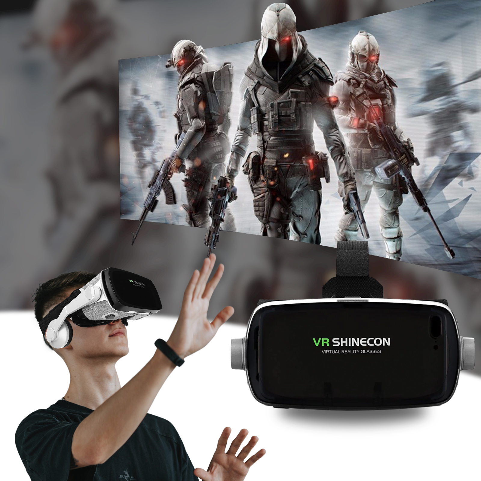 Casque VR 3D VR Lunettes de réalité virtuelle VR Casque pour Jeux et Films Virtuelle Lunettes Casque avec Autres Smartphones A4 - TV Son Photo