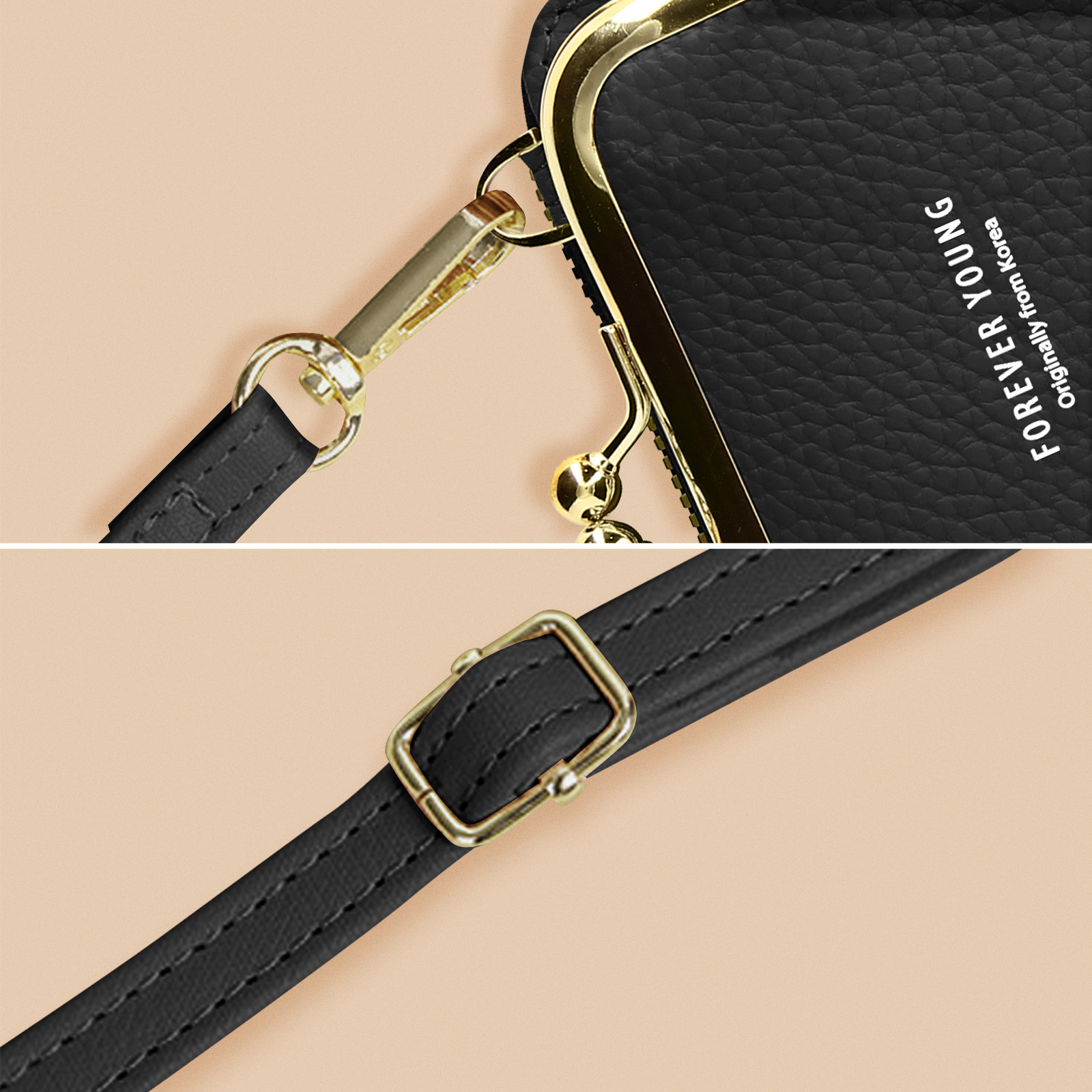 Pochette Noire New Look Simili Cuir Avec Marguerite Et Sangle Amovible - Neuf Sans étiquette
