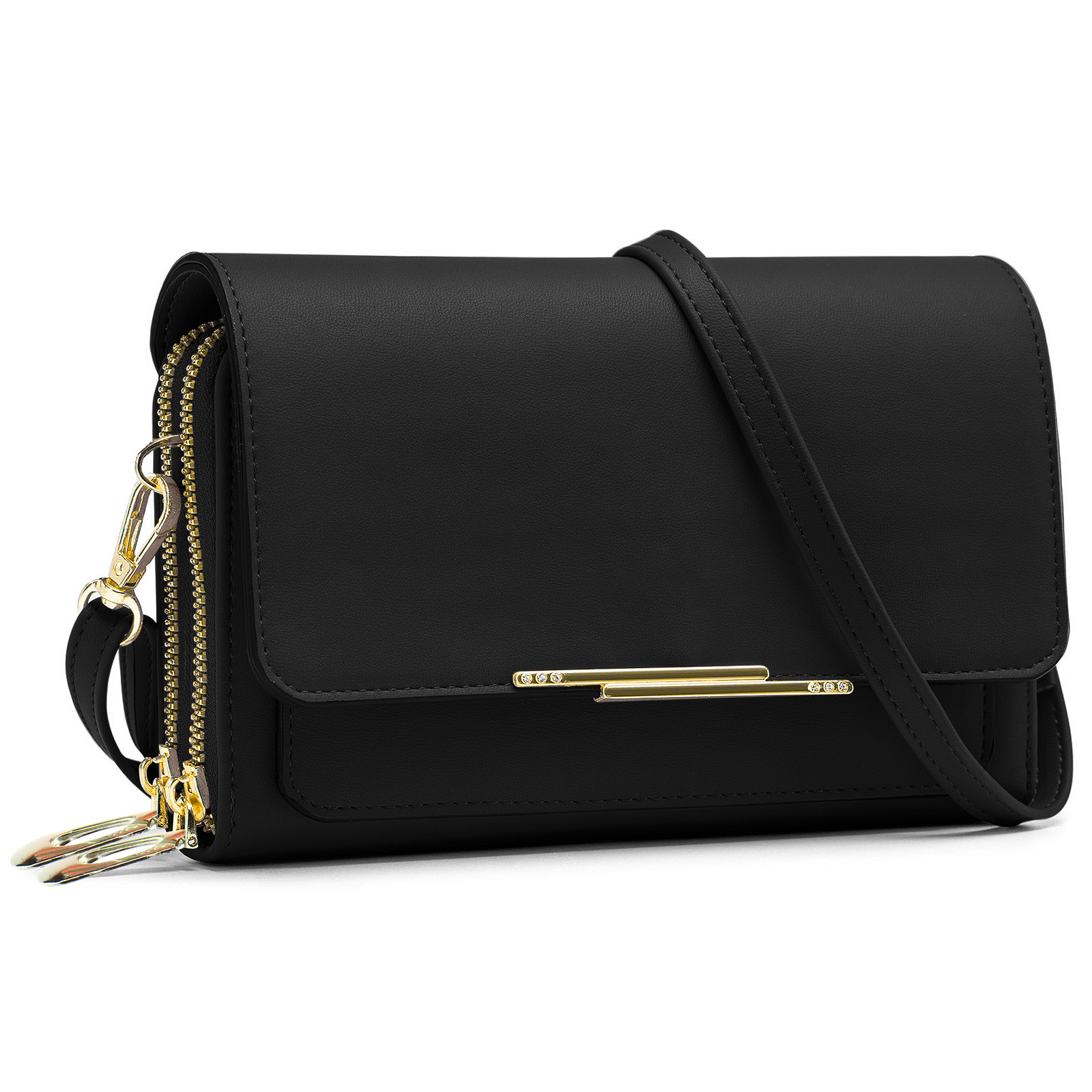 Piccola Borsa A Tracolla Unisex In Nylon Per Telefono - 2 Tasche Con Cerniera, Tracolla Regolabile, Impermeabile, Leggera (Nero/Grigio, 20x13 Cm) - 6