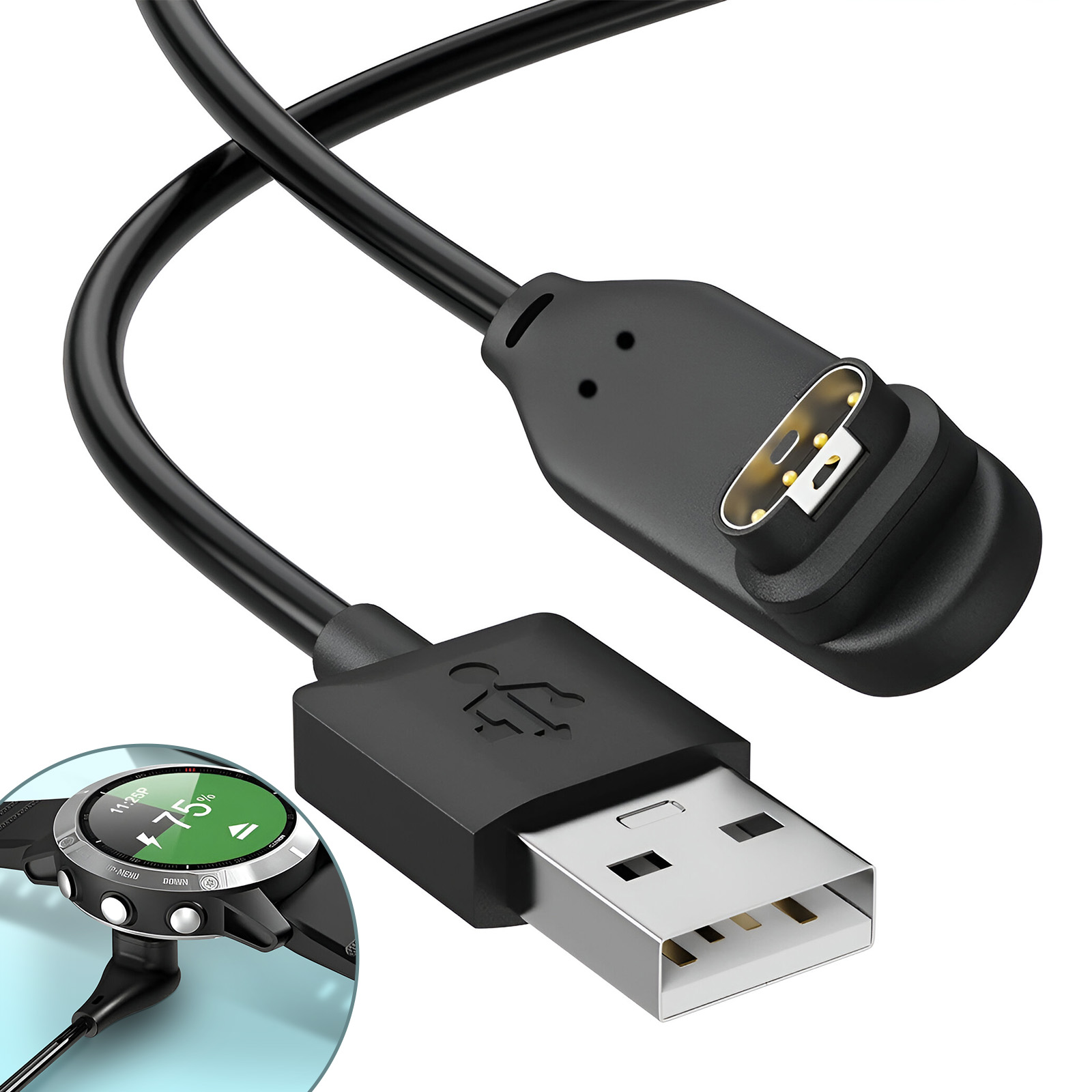 Chargeur Montre Connectée Garmin Noir Câble USB 1m Français