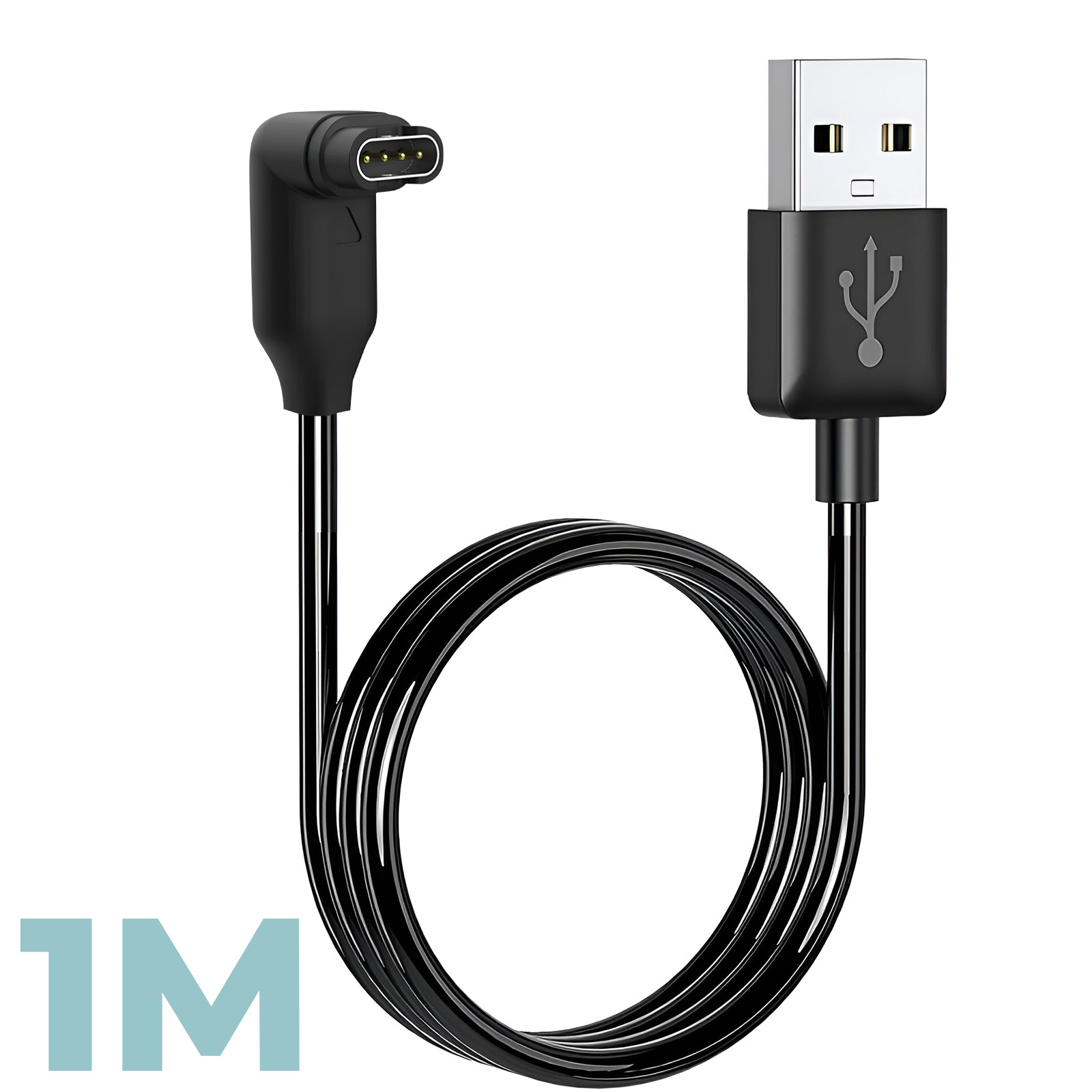 Chargeur Montre Connectée Garmin Noir Câble USB Coudé 1m Français - Main Image