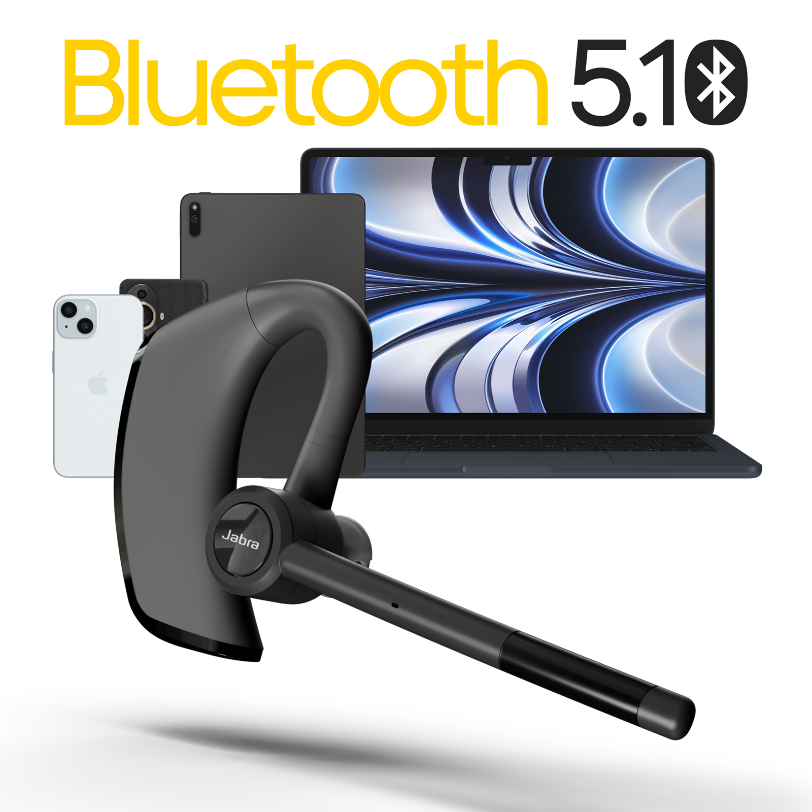 Oreillette Bluetooth Jabra, Micro perche sans fil modèle Talk 65 - Noir -  Français