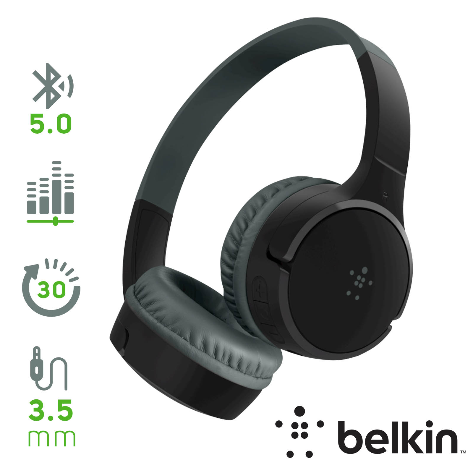 Casque Bluetooth pour Enfant, 30h d'autonomie SOUNDFORM Mini par Belkin -  Noir