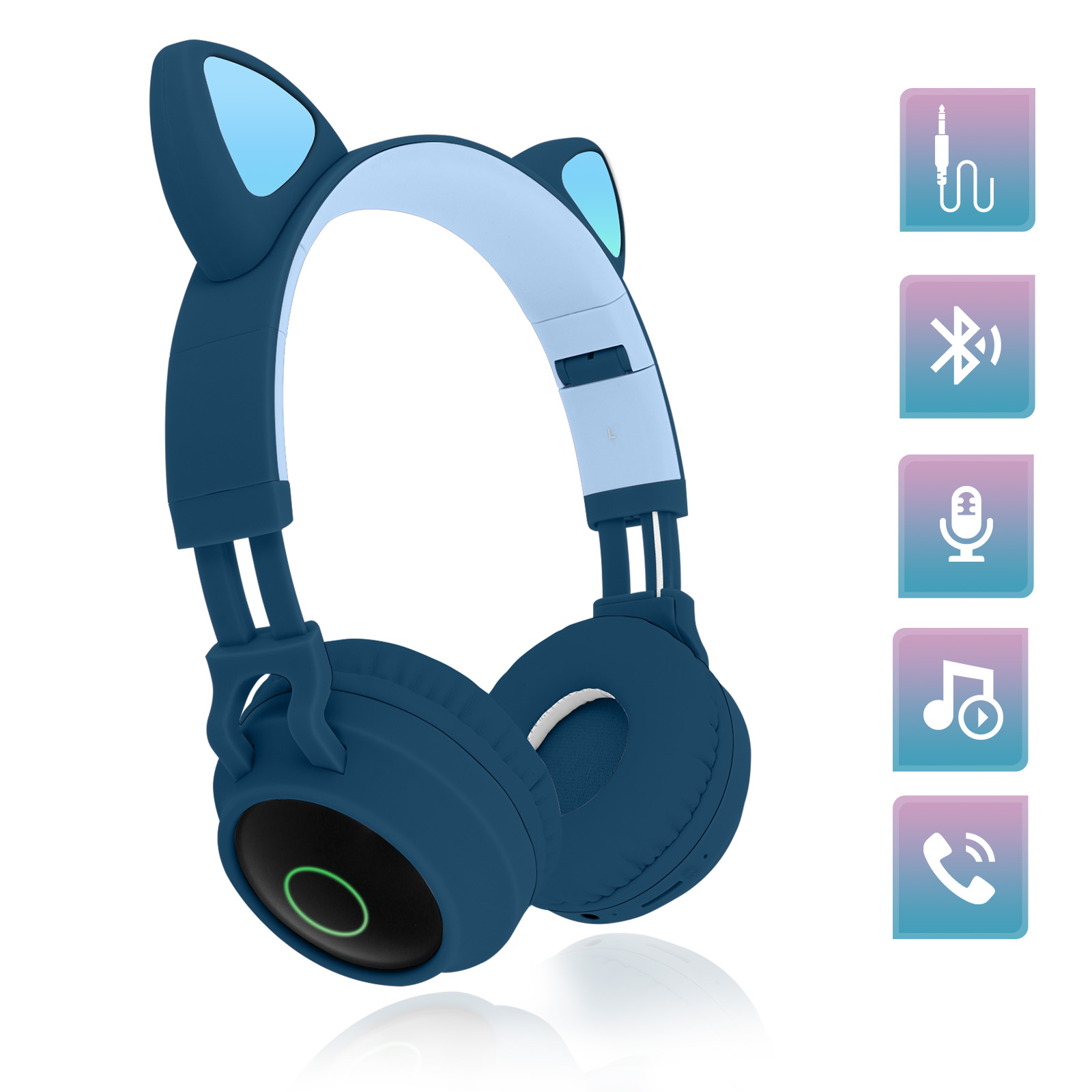 Casque Audio Bluetooth 5.0 Design Oreilles de Chat - Blanc - Français