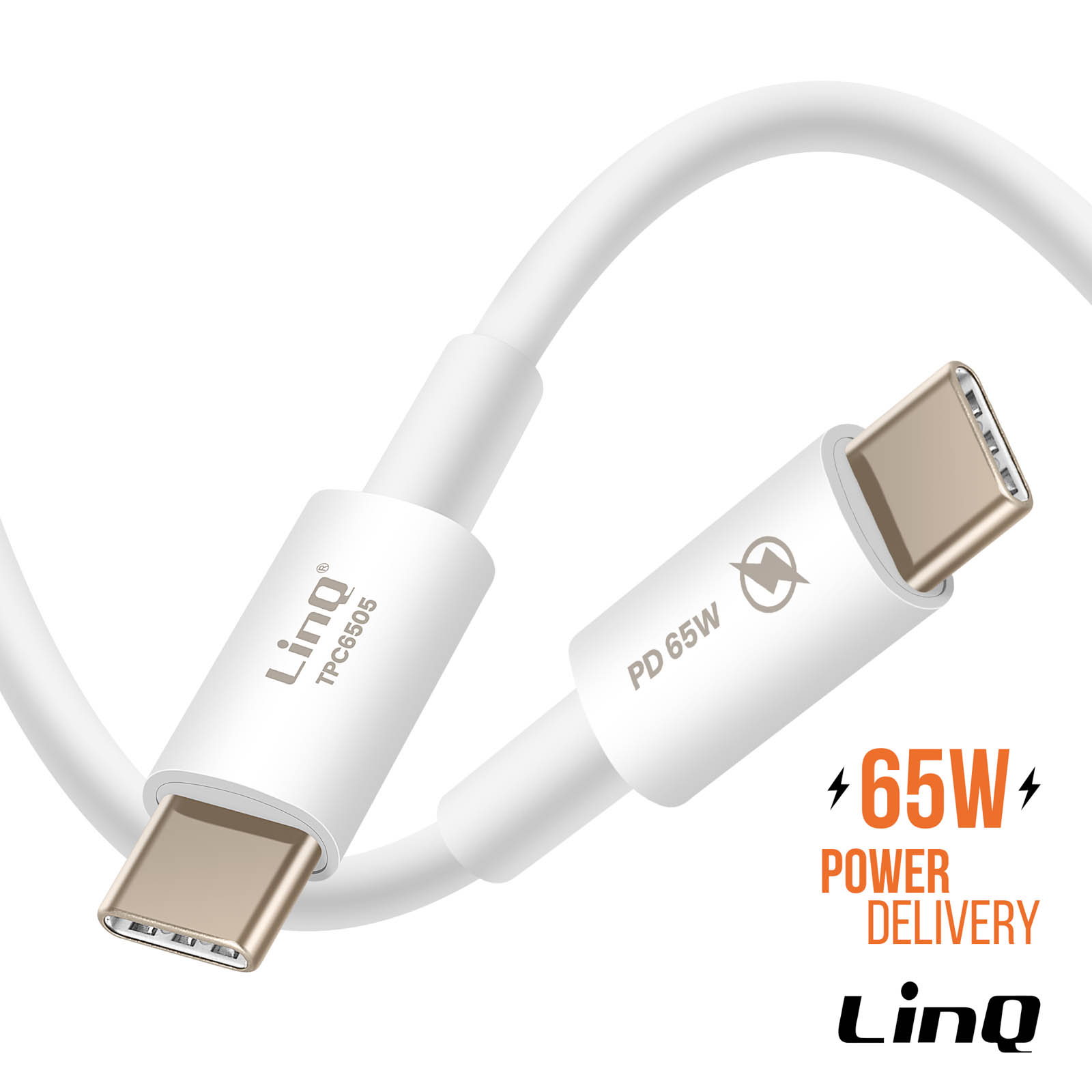 Câble USB C 65W 1.8m - LinQ Blanc p. Macbook / Ordinateur Portable /  Tablette - Français