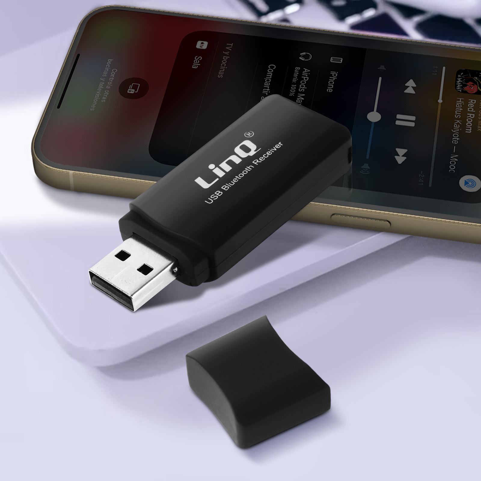 Souris Sans Fil Bluetooth + Mode Dongle USB, LinQ - Noir - Français