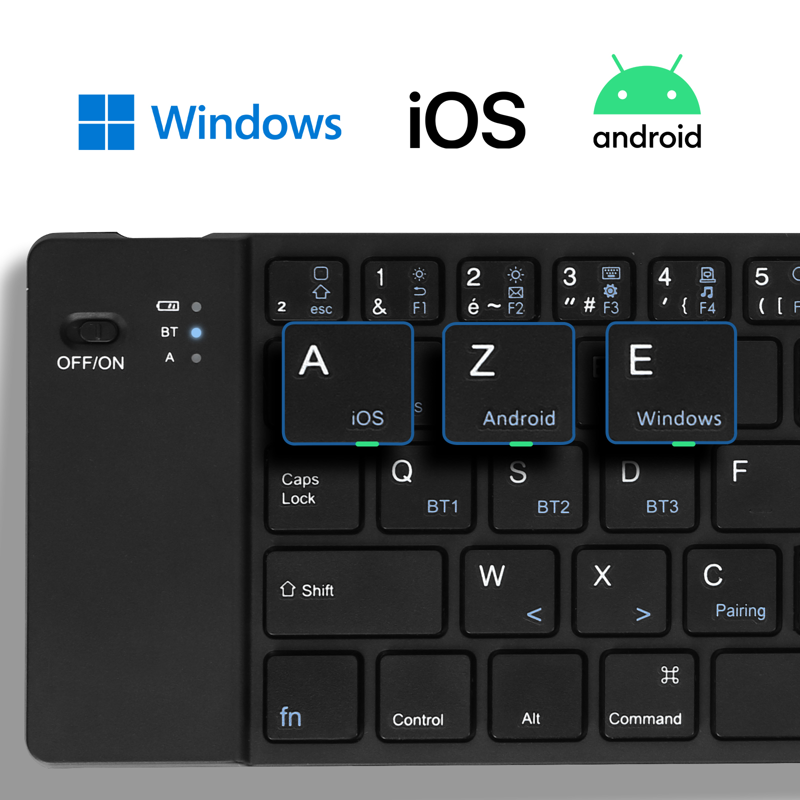 Mini tastiera AZERTY (standard francese) Bluetooth con supporto incluso ...